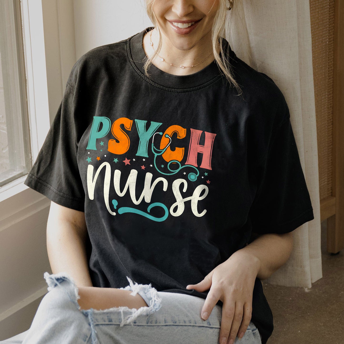 PSYCH Nurse T-Shirt - Funny Tees For Psychiatric Nurse - Black - Up To 5XL