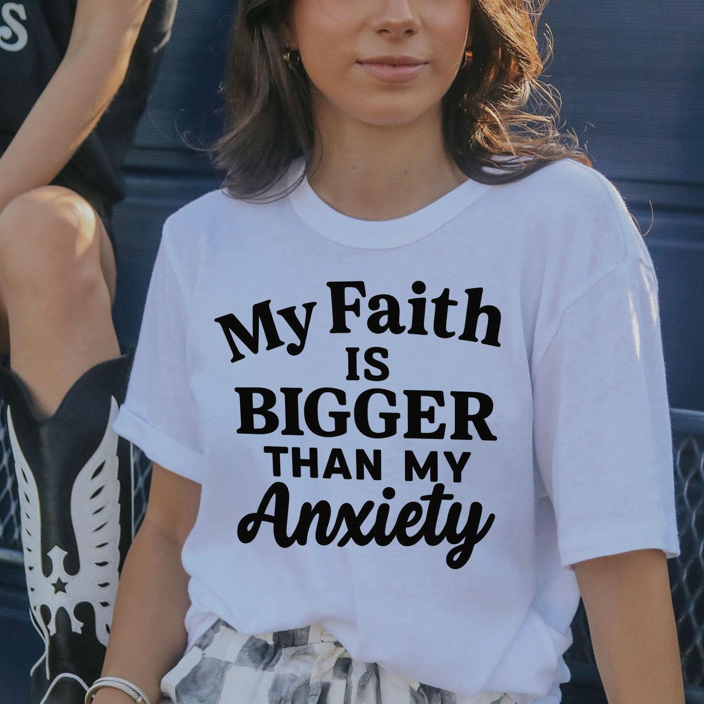 My Faith is Bigger than my Anxiety T-Shirt- Funny Jesus Shirt For Christians- White - Up To 5XL