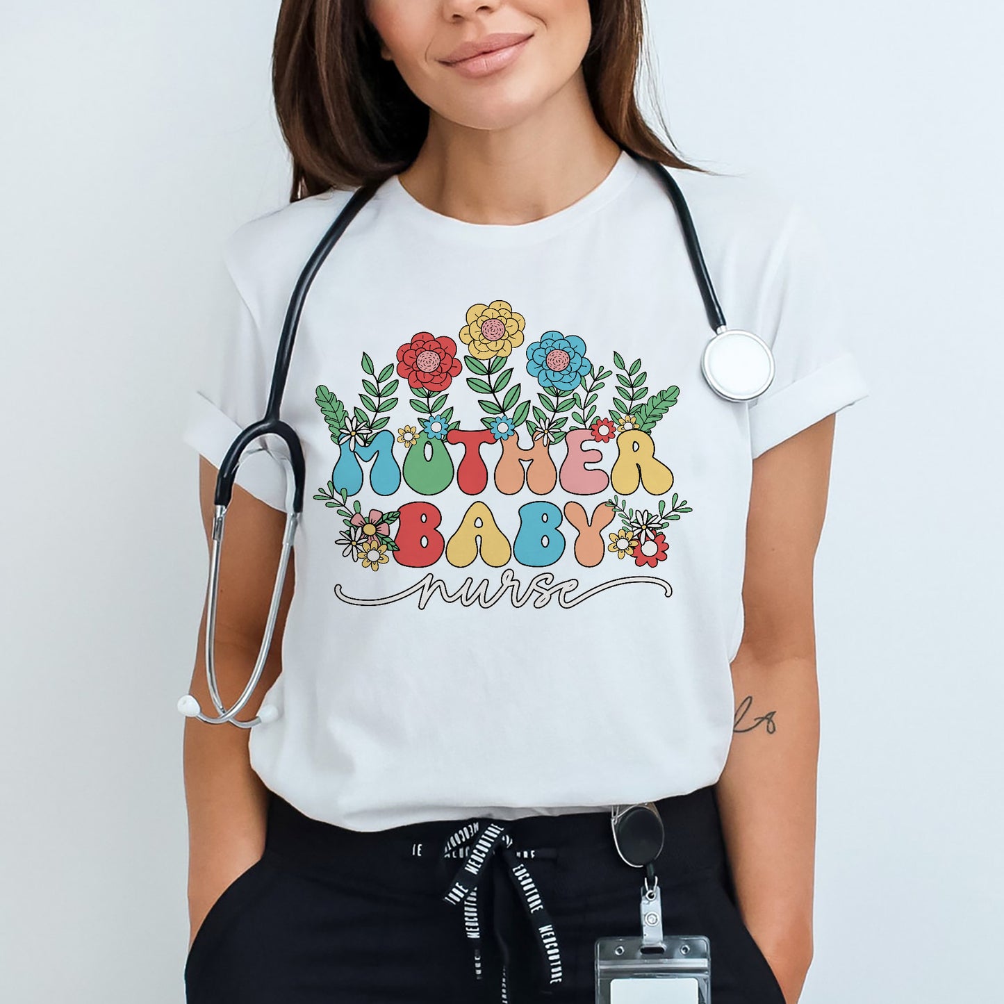 Mother Baby Nurse T-Shirt - Funny Tees For Labor & Delivery Nurse - White- Up To 5XL