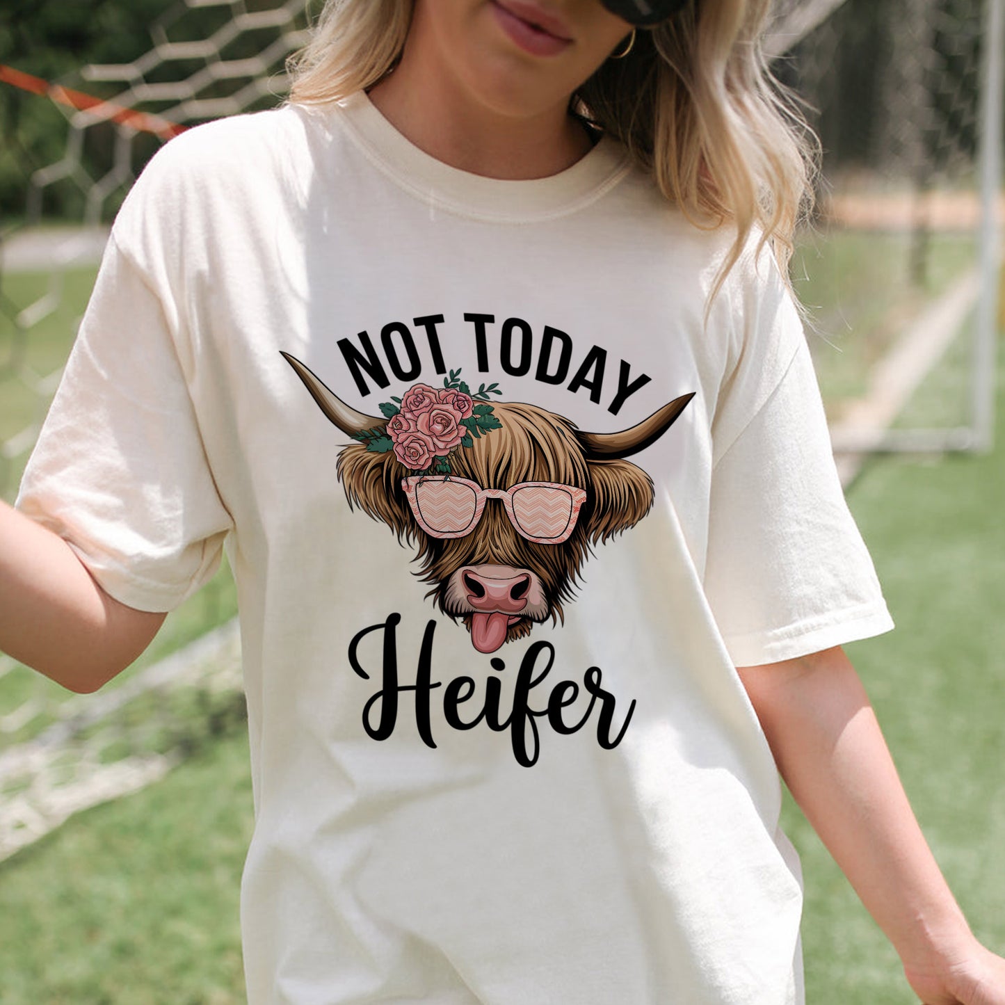 Funny Cow Shirt – Not Today Heifer – Cattle Attitude Tee for Women - Natural - Up To 5XL