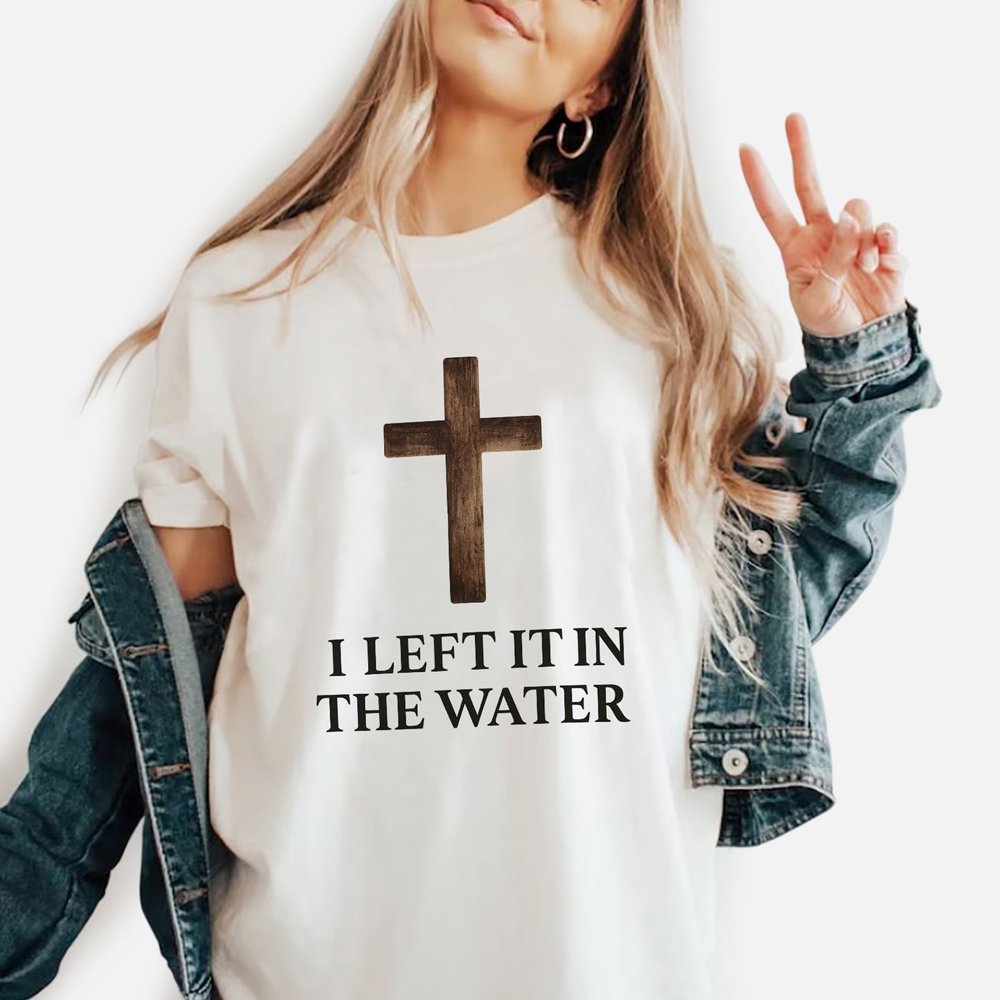 I Left It In The Water T-Shirt - Funny Jesus Shirt For Christians- White- Up To 5XL