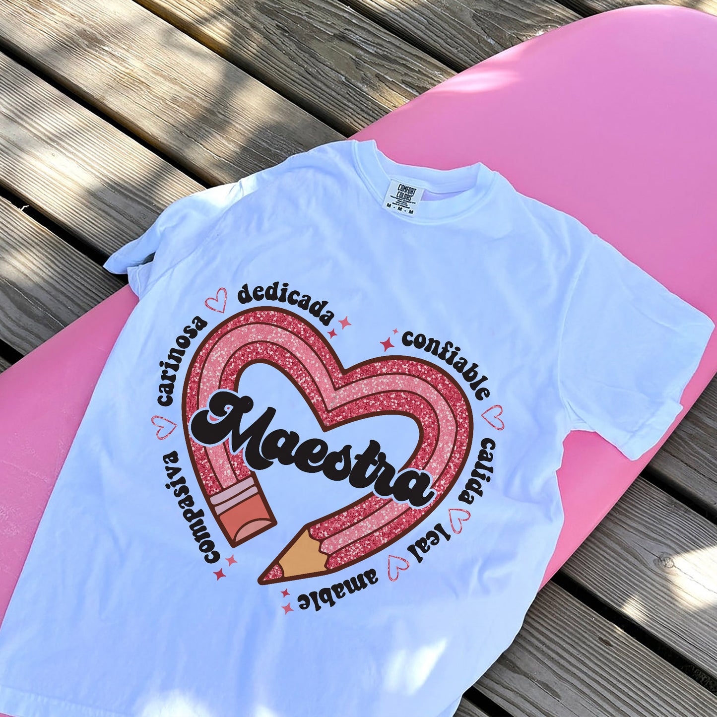 Maestra Tee – Spanish Teacher Appreciation T-Shirt - Funny Shirt For Teacher - White- Up To 5XL