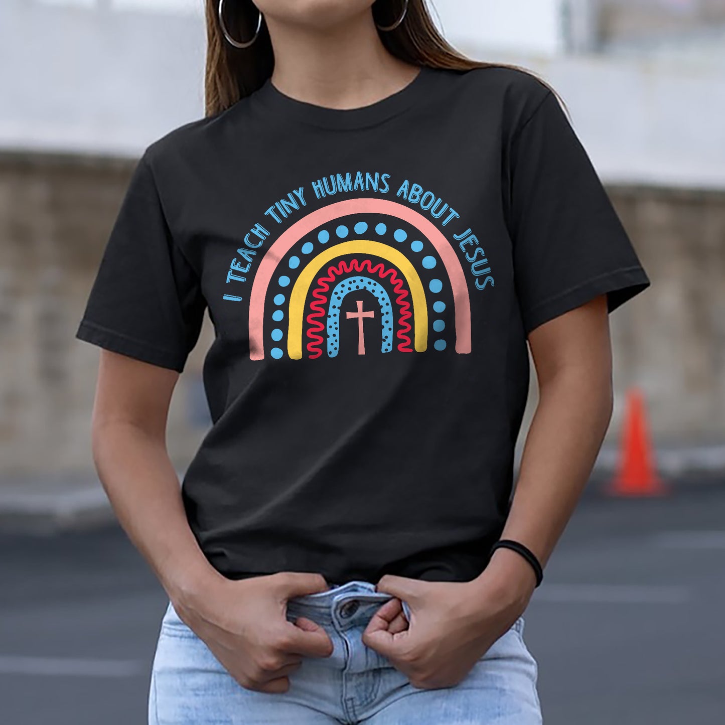 I Teach Tiny Humans About Jesus T-Shirt - Funny Shirt For Teacher - Black - Up To 5XL