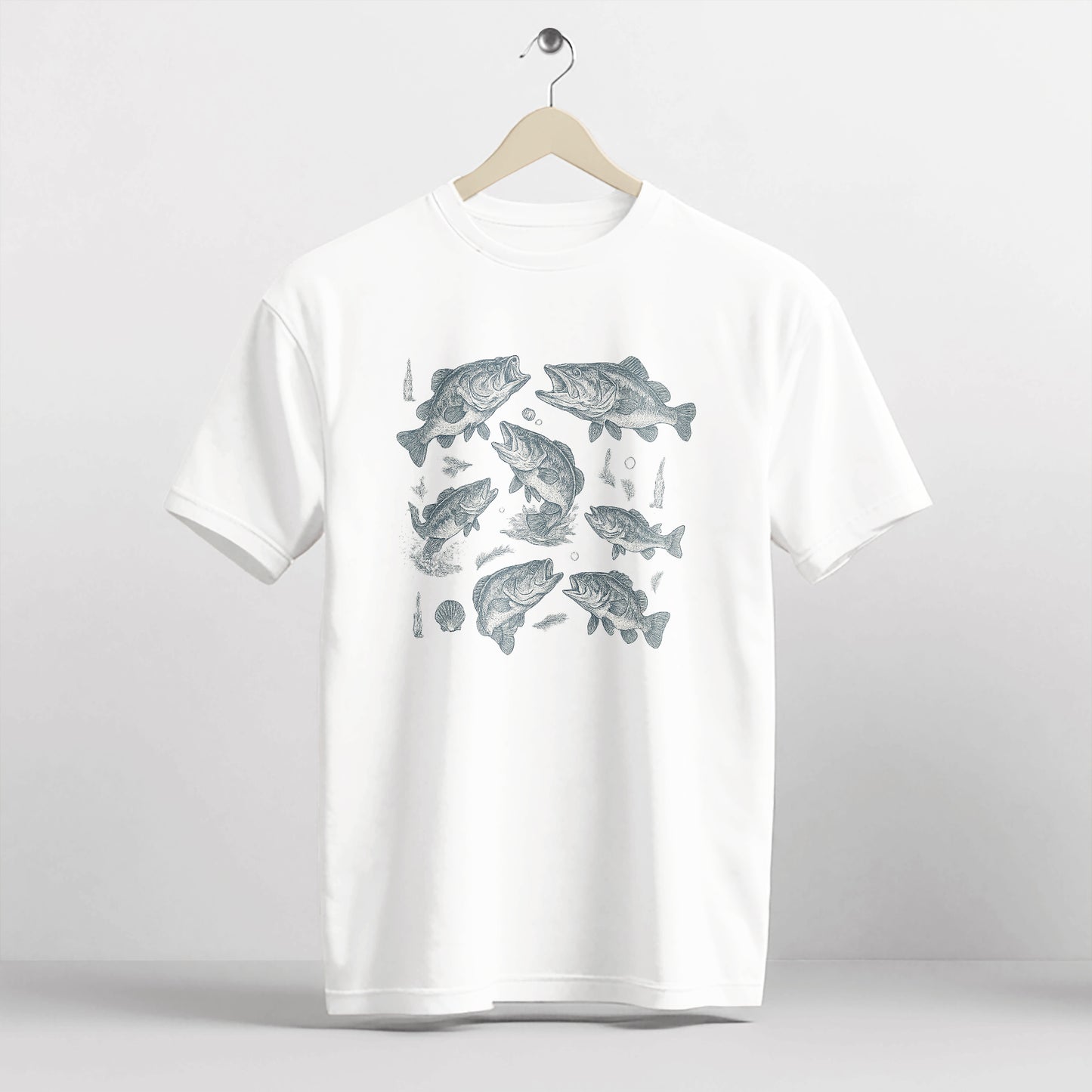 Fishing Shirt – Fish Species Chart Graphic Tee – Educational Angler T-Shirt – White– Up To 5XL