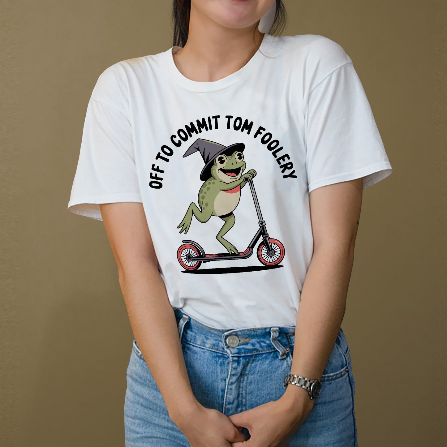 Funny Frog Shirt – Off to Commit Tom Foolery Tee – Meme T-Shirt- White - Up To 5XL