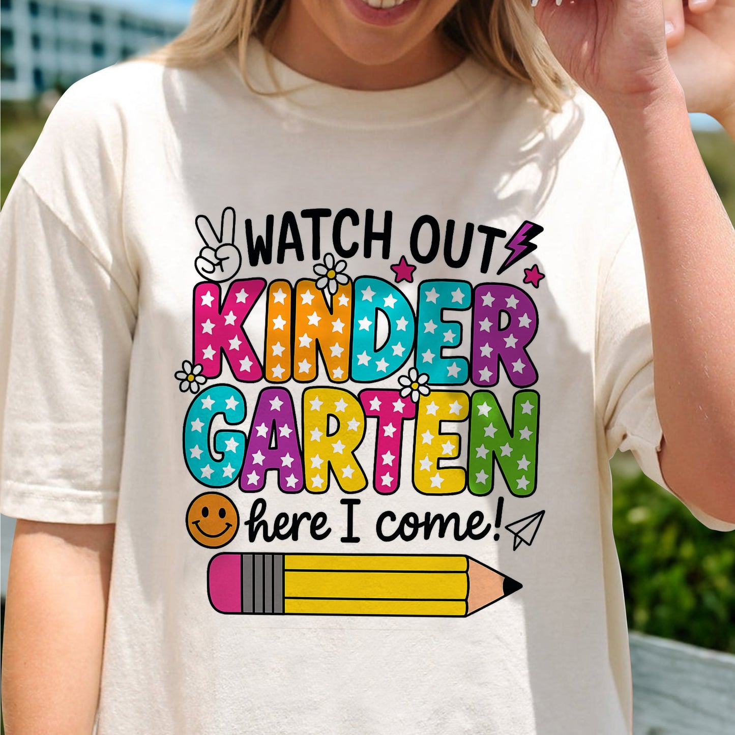 Watch Out Kindergarten Here I Come Shirt – Back To School Tee – Natural – Up To 5XL