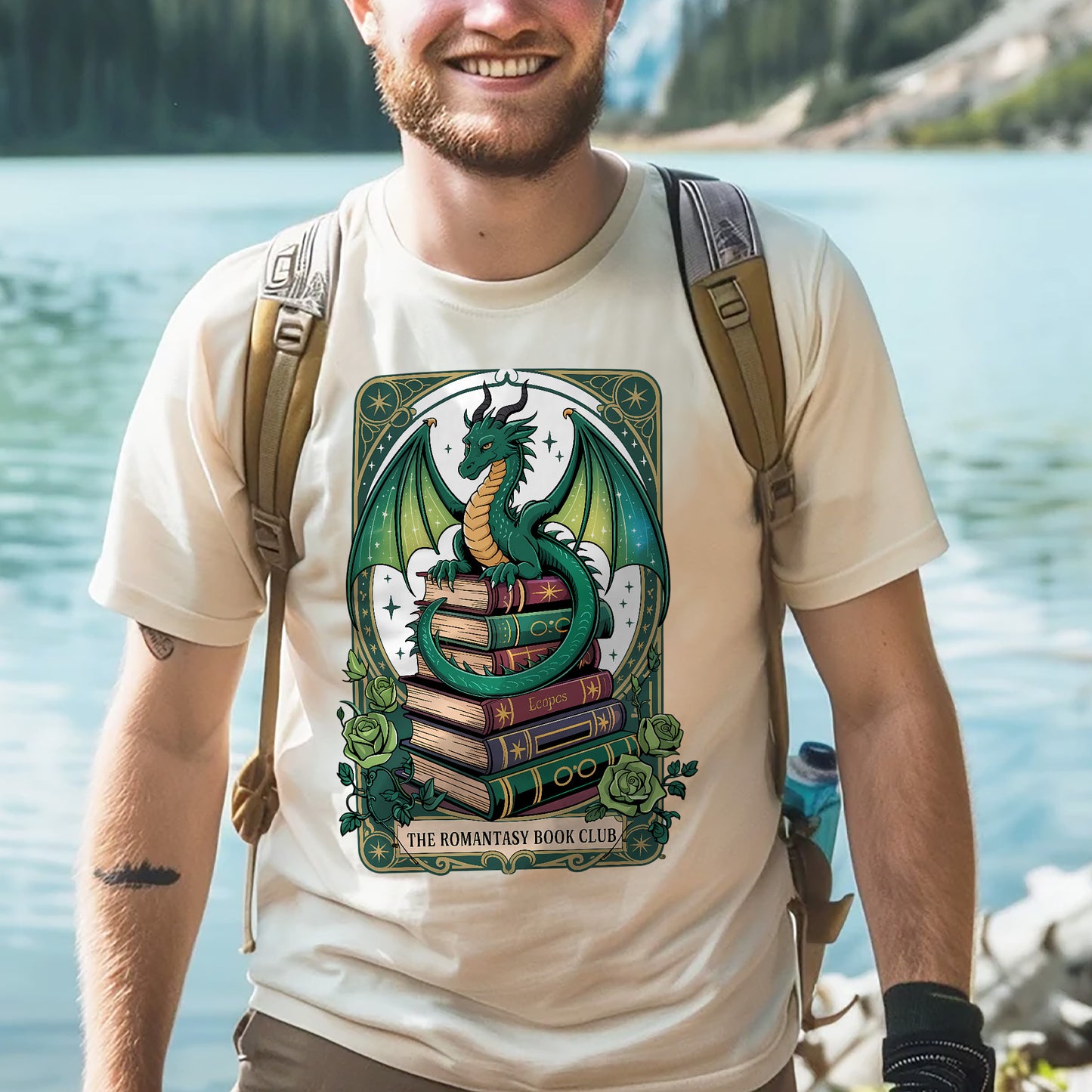 Book Lover T Shirt - Romantasy Book Club Shirt – Dragon Reader Tee – Natural – Up To 5XL