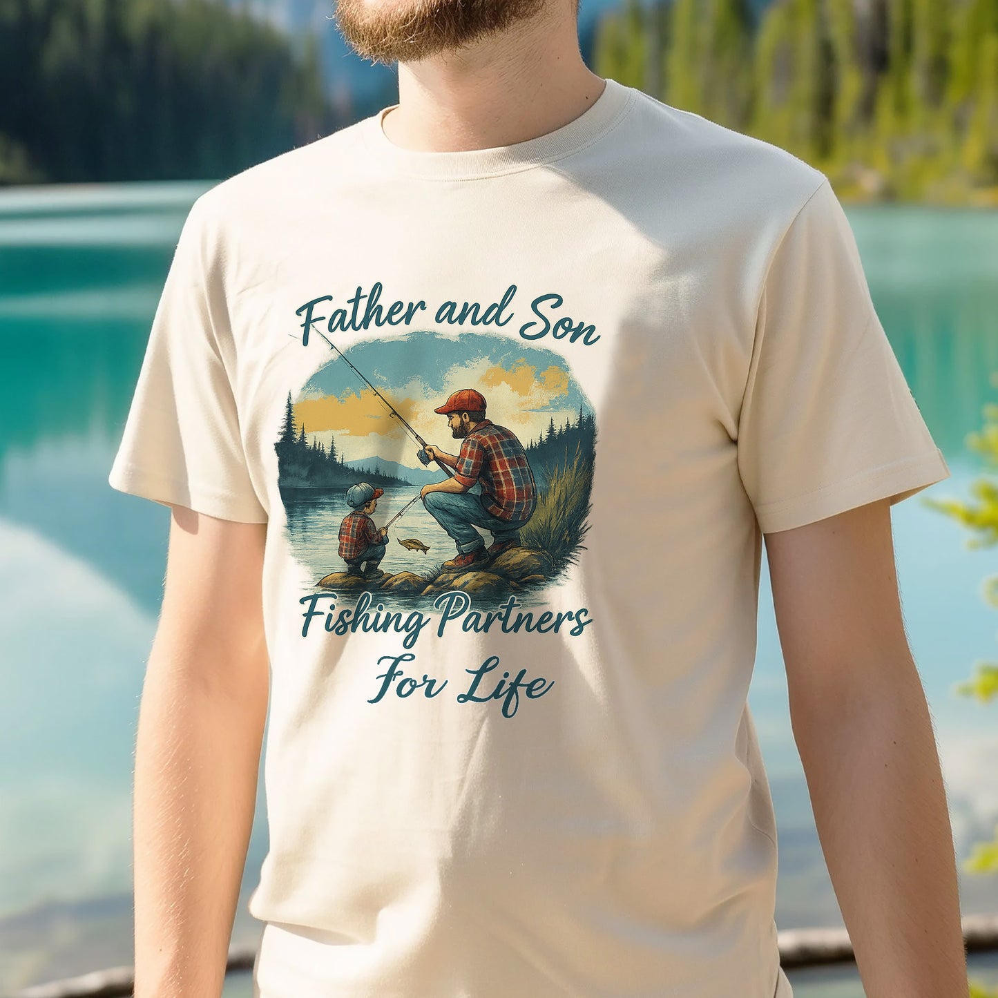 Fisherman Gift Shirt for Family – Father and Son Fishing Partners For Life Shirt – Natural – Up To 5XL