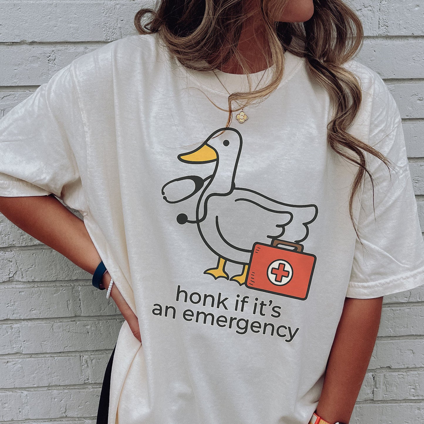 Funny Tees For ER Nurse - Honk If It’s An Emergency T-Shirt - Natural- Up To 5XL
