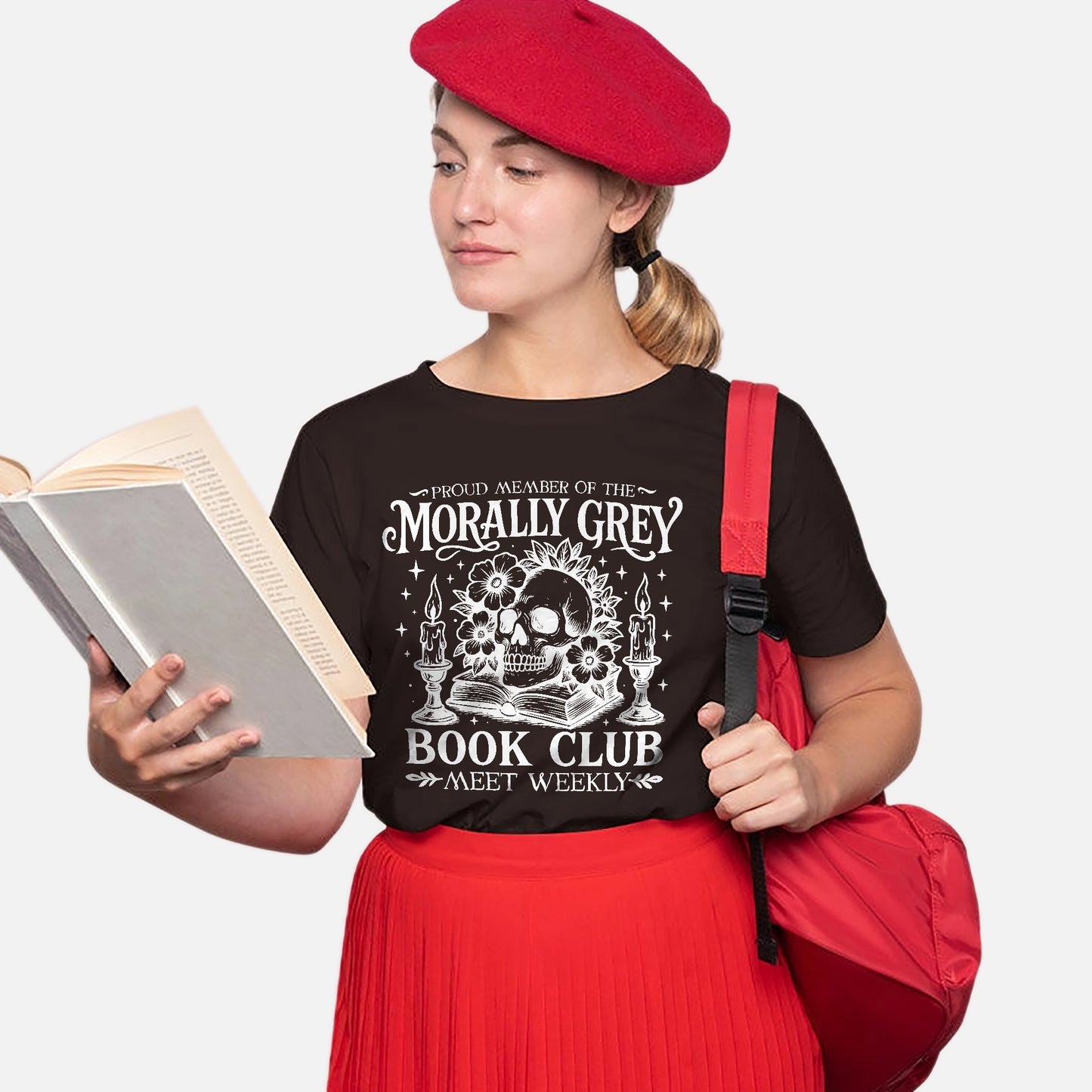 Bookish Shirt – Proud Member of the Morally Grey Book Club Tee – Fantasy Dark Academia Book Lover – Black – Up To 5XL