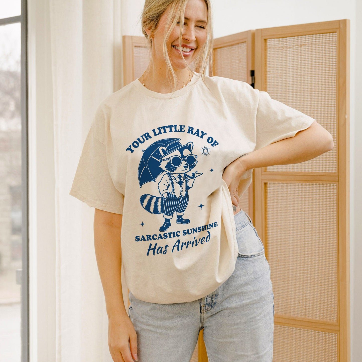 Sarcastic Raccoon Shirt – Your Little Ray of Sunshine Funny Animal Tee For Women - Natural - Up To 5XL