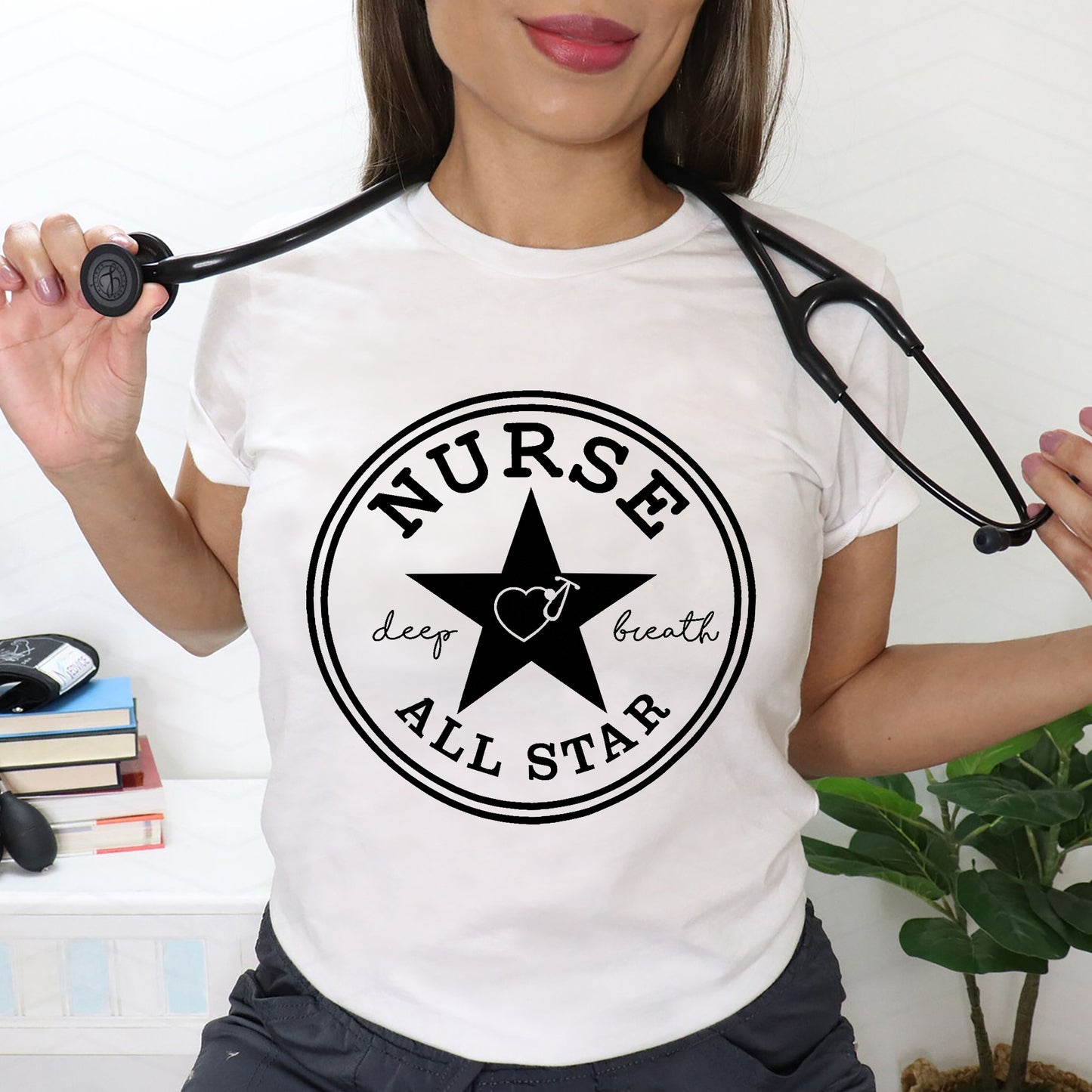 Nurse Deep Breath All-Star T-Shirt - Gift Tees For Nurse - White- Up To 5XL