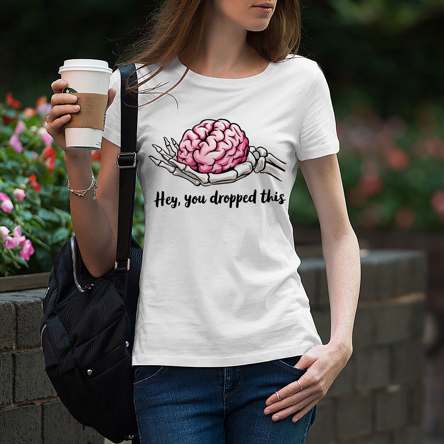 Funny Sarcastic Shirt – Hey You Dropped This – Clever Skeleton Tee - White - Up To 5XL