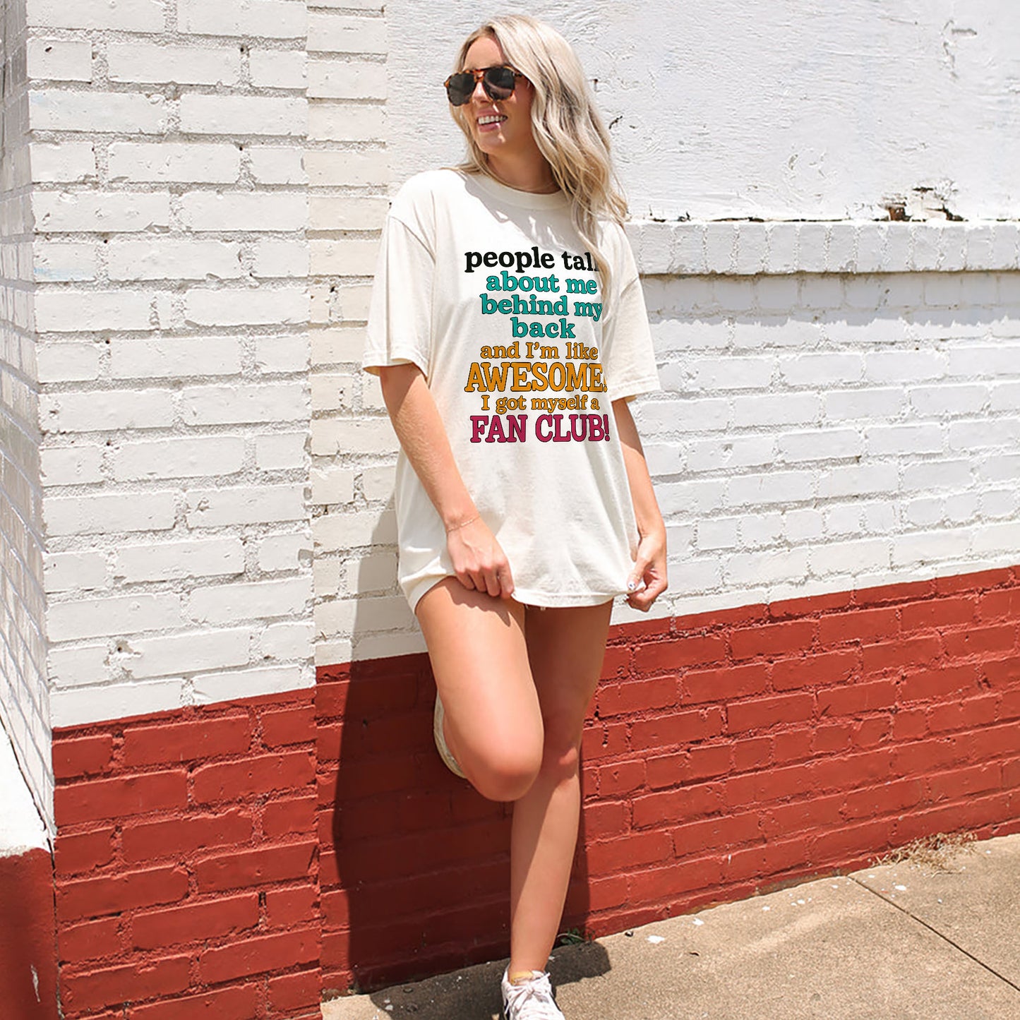 Funny Quote Shirt – People Talk Behind My Back I’m Like Awesome – Sassy Humor Tee - Natural - Up To 5XL