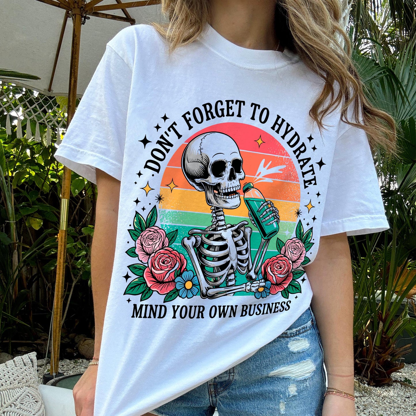 Inappropriate Sassy Shirt – Hydrate and Mind Your Business Tee – Funny Sarcastic Shirt For Women - White - Up To 5XL