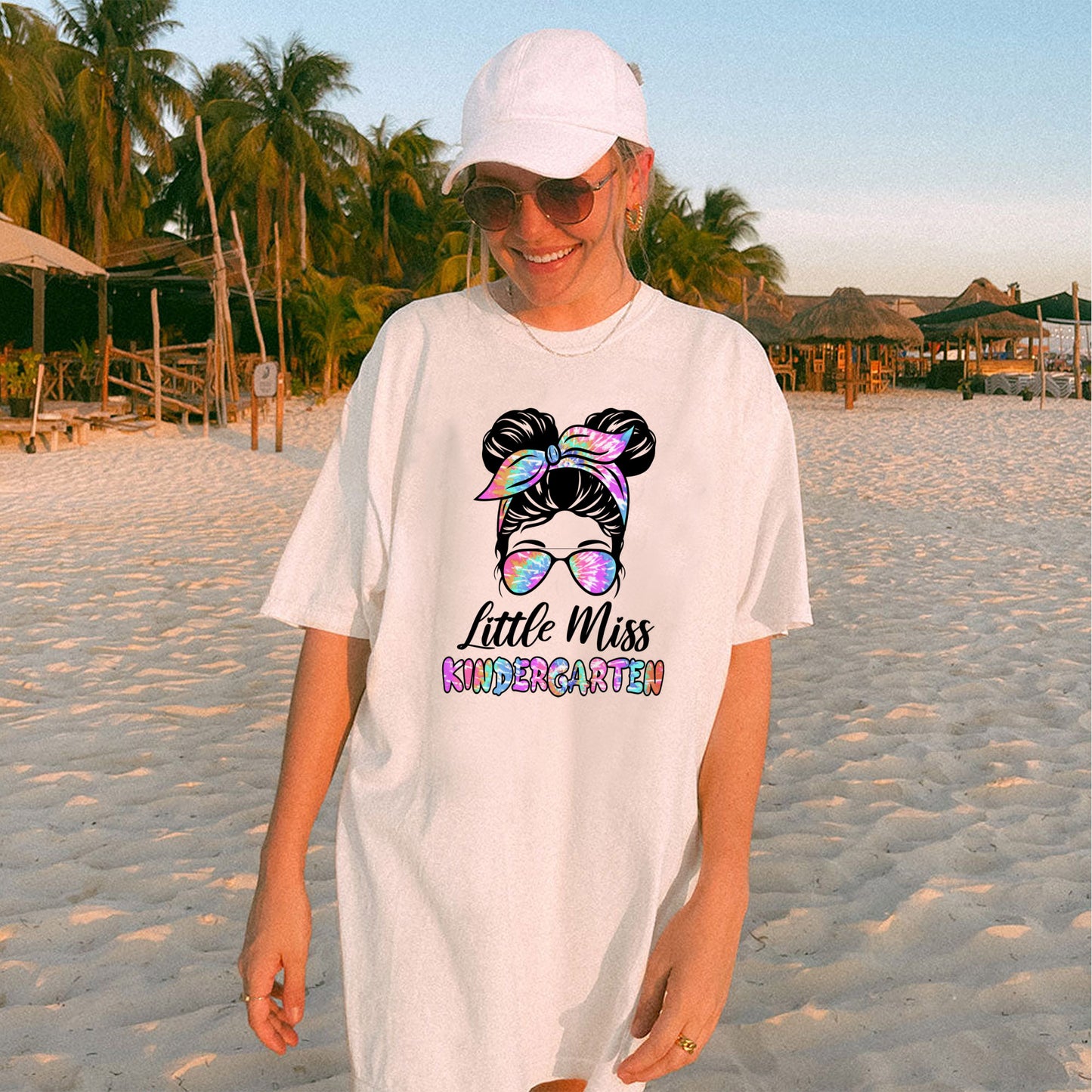 Little Miss Kindergarten Shirt – Girls Back To School Tee – White – Up To 5XL