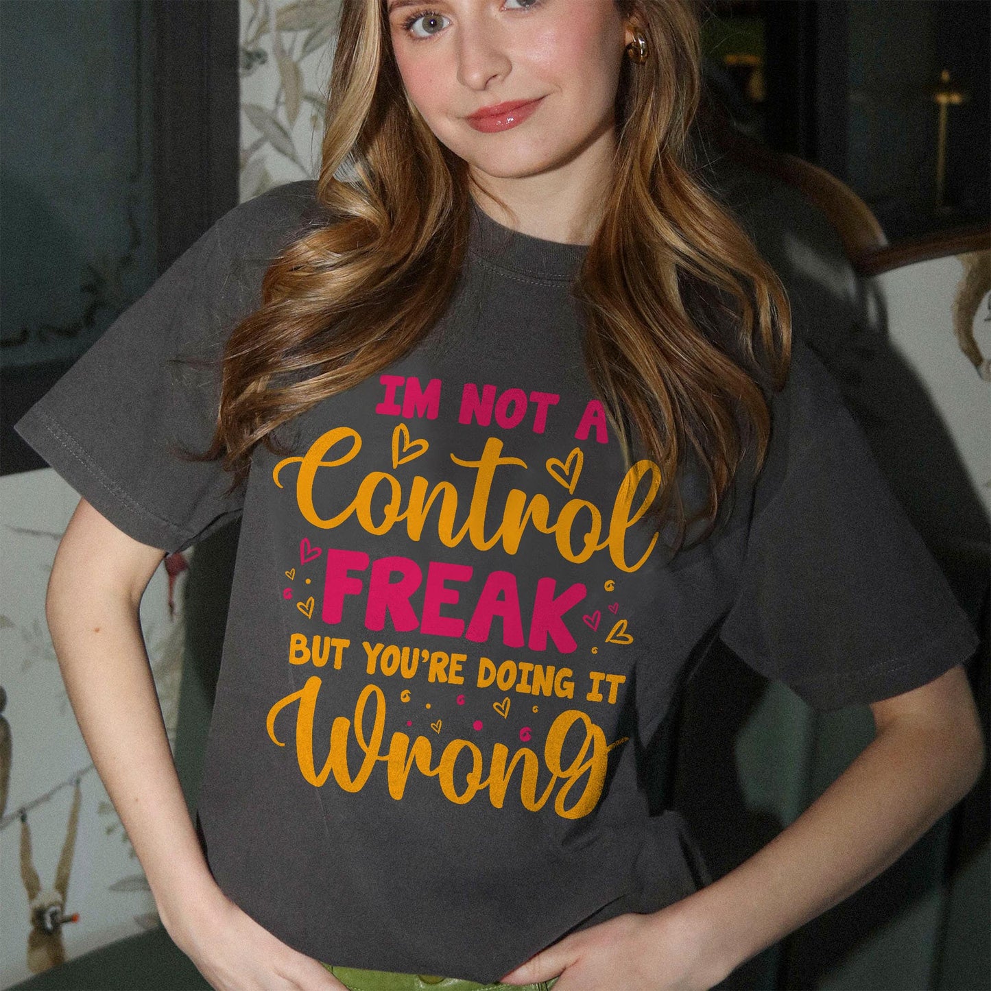 Funny Control Freak Shirt – I’m Not Controlling You Tee – Sassy Sarcastic Quote Shirt for Women - Black- Up To 5XL
