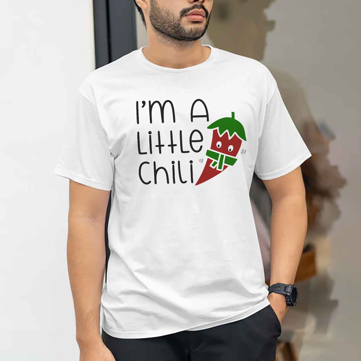 Cute Pun Shirt – I’m A Little Chili – Funny Food Wordplay Tee – White – Up To 5XL