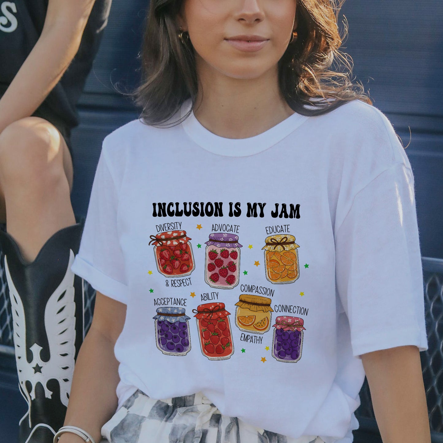 Inclusion Is My Jam T-Shirt - Funny Shirt For Teacher - White- Up To 5XL