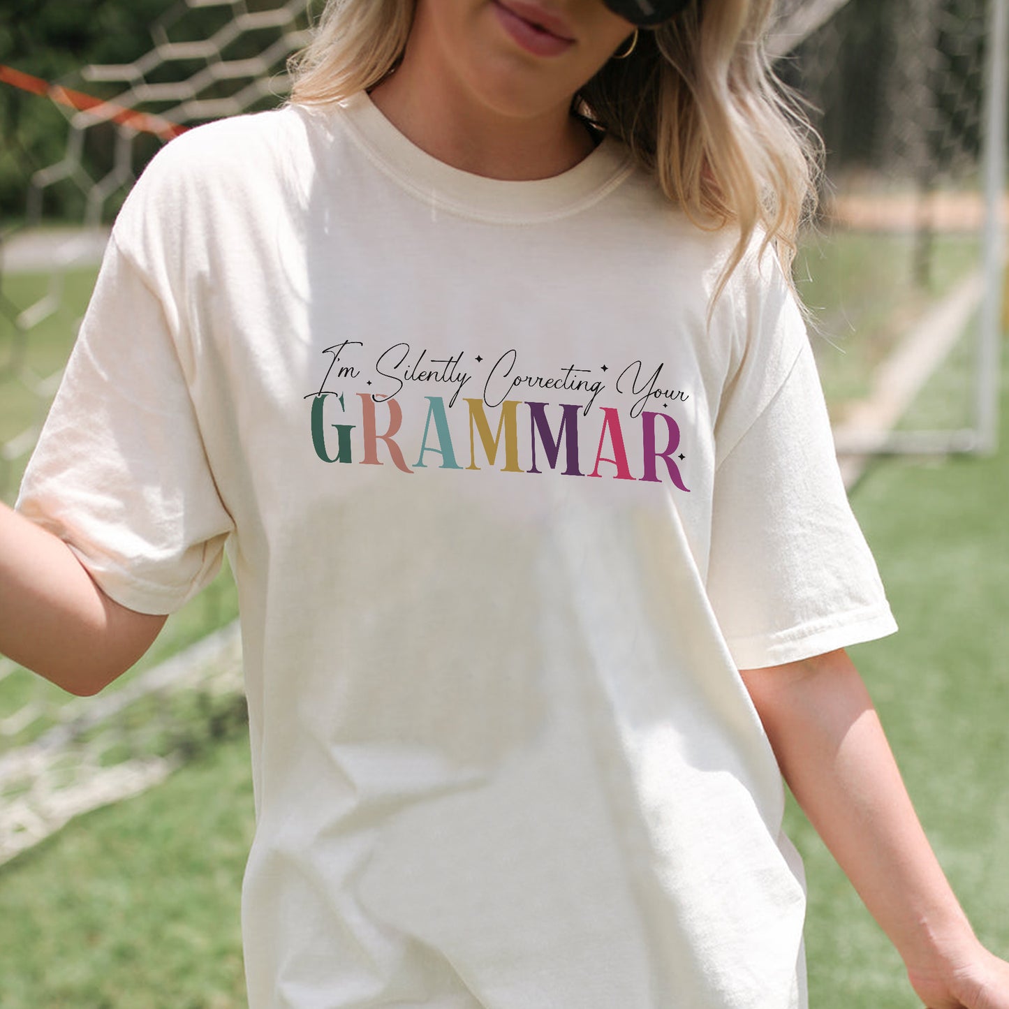 I’m Silently Correcting Your Grammar T-Shirt - Funny Shirt For Teacher - Natural - Up To 5XL