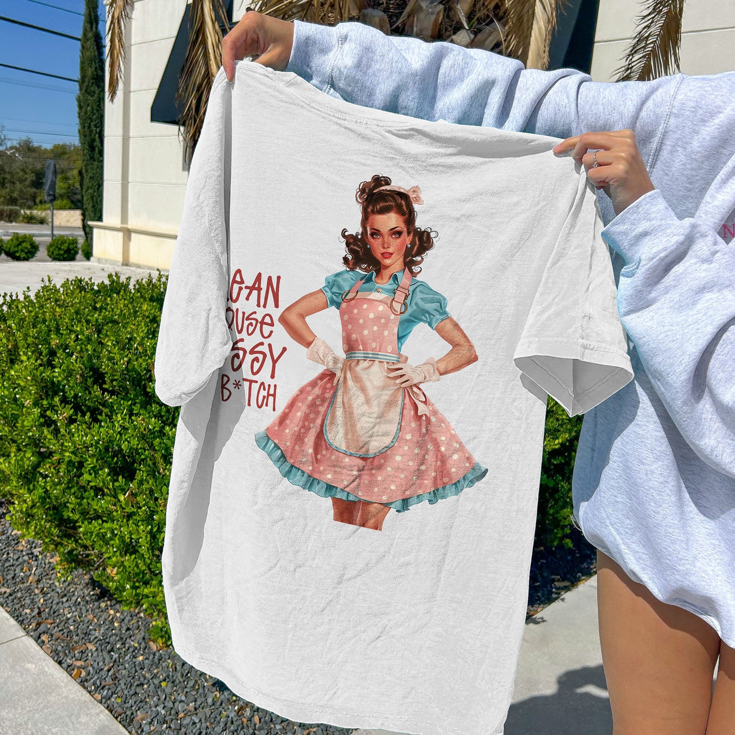 Clean House Messy B*tch T-Shirt – Funny Women Sarcastic Tee - White - Up To 5XL
