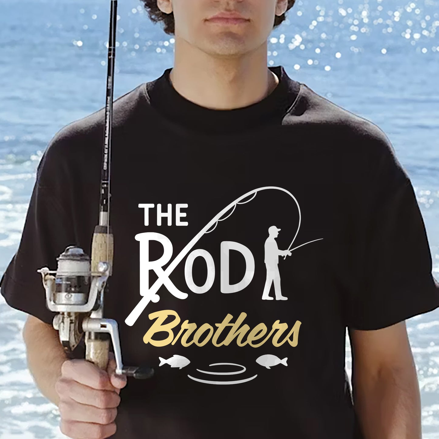 Funny Fishing Shirt – The Rod Brothers Tee – Angler Brotherhood Graphic Shirt – Black – Up To 5XL