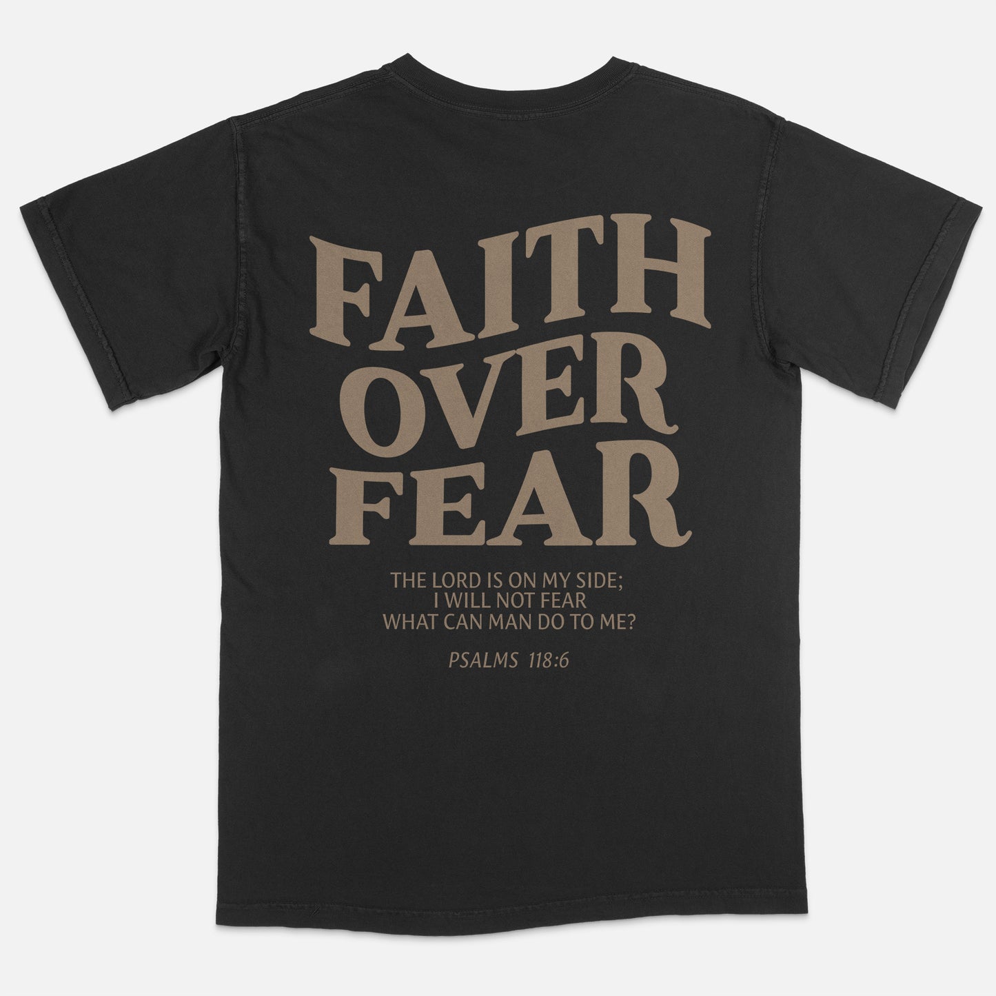 Inspirational Christian Shirt – Faith Over Fear Religious Tee – Black – Up To 5XL