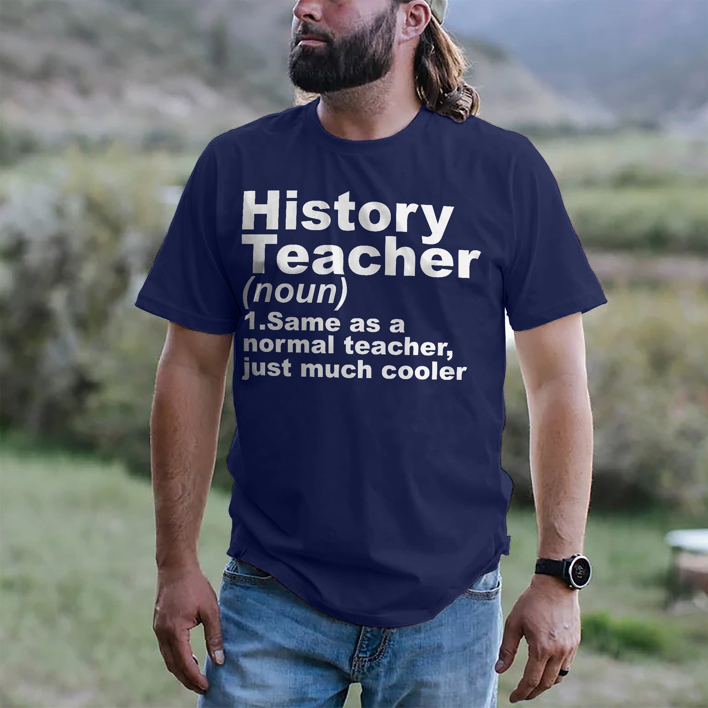 History Teacher (noun) T-Shirt - Funny Shirt For Teacher - Navy - Up To 5XL