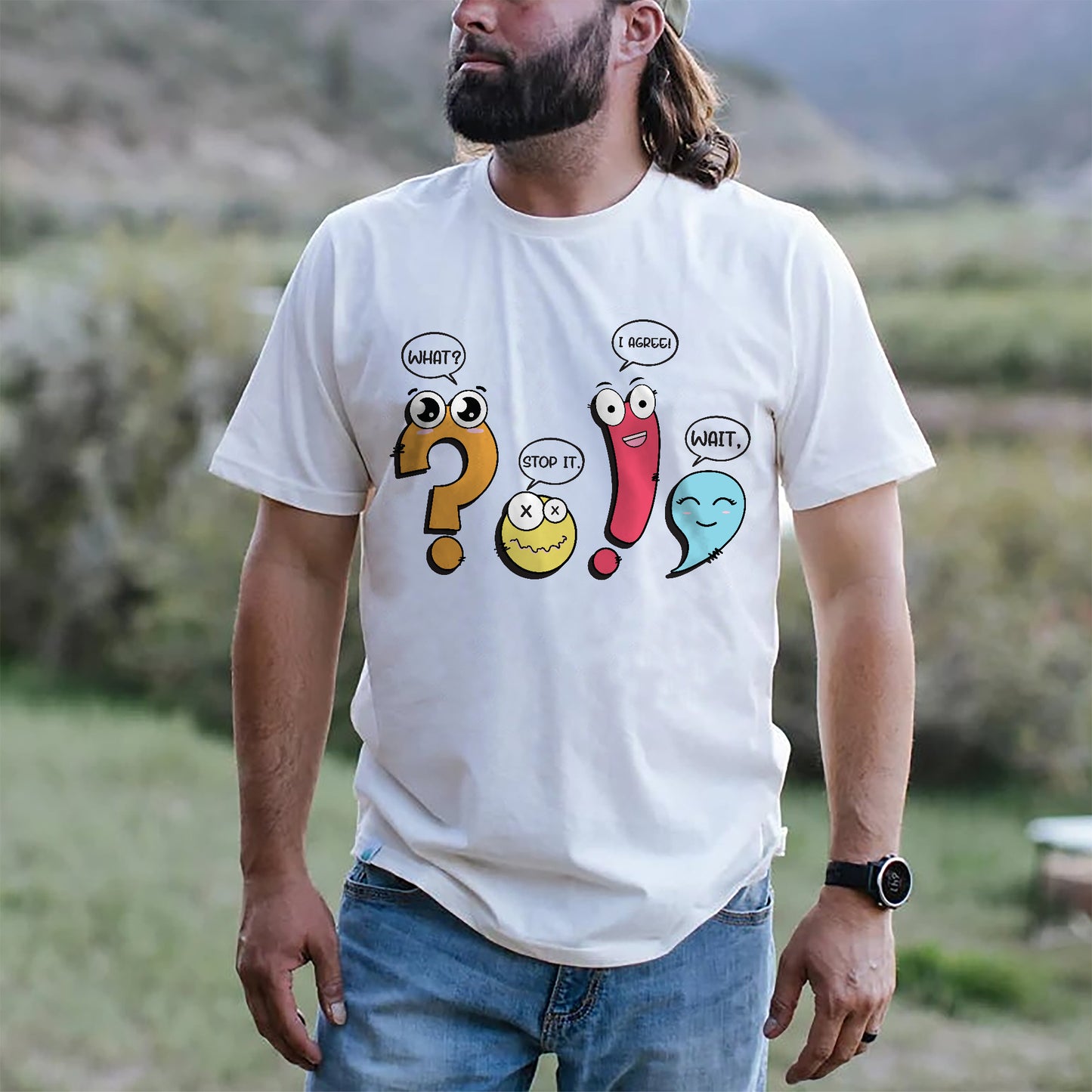 Wait What Stop It I Agree, Funny Grammar Punctuation T-Shirt - Funny Shirt For Teacher - White- Up To 5XL