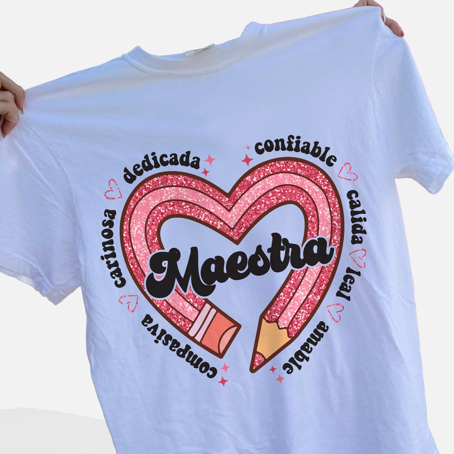 Maestra Tee – Spanish Teacher Appreciation T-Shirt - Funny Shirt For Teacher - White- Up To 5XL