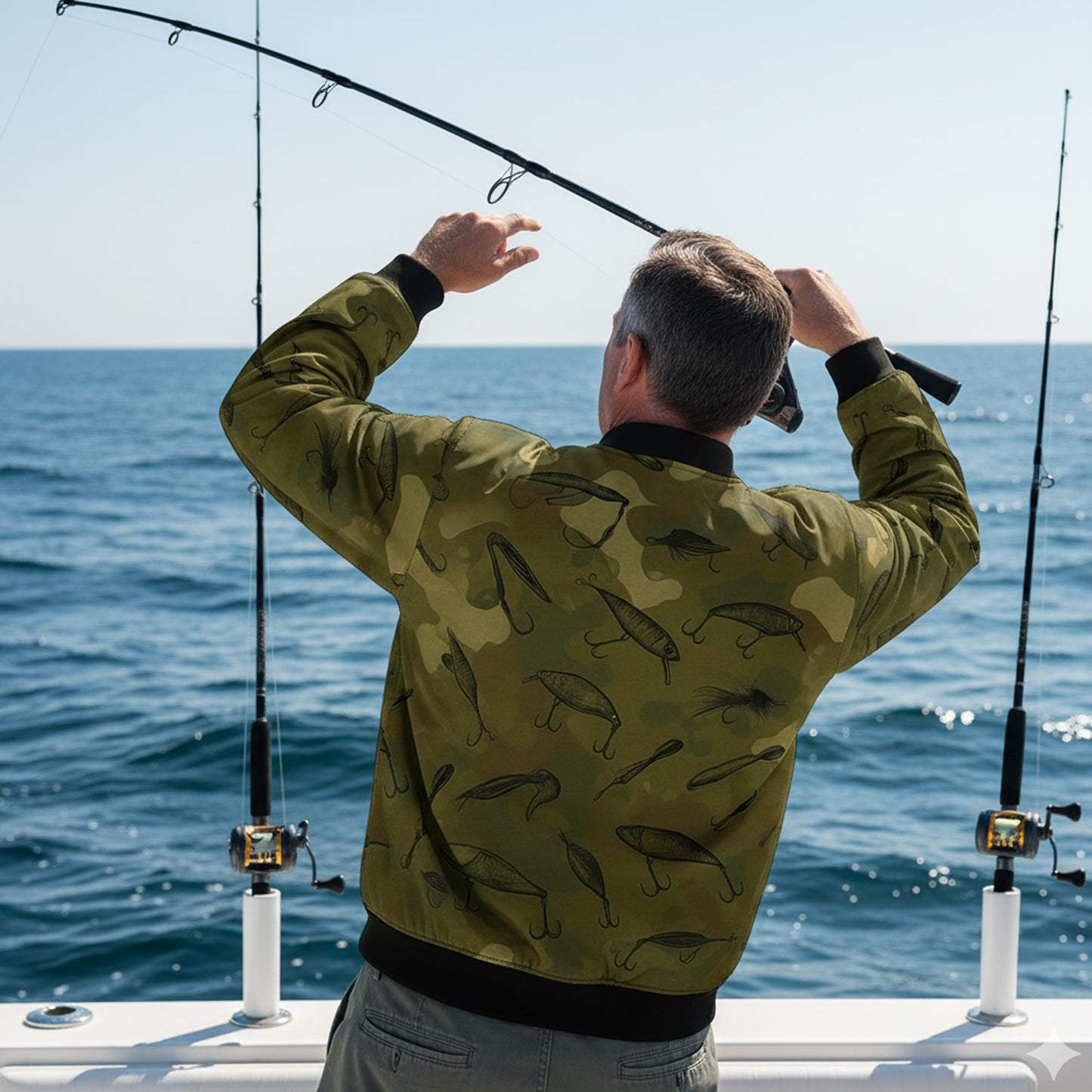 Camo Fishing Lure Bomber Jacket – Outdoor Angler Style
