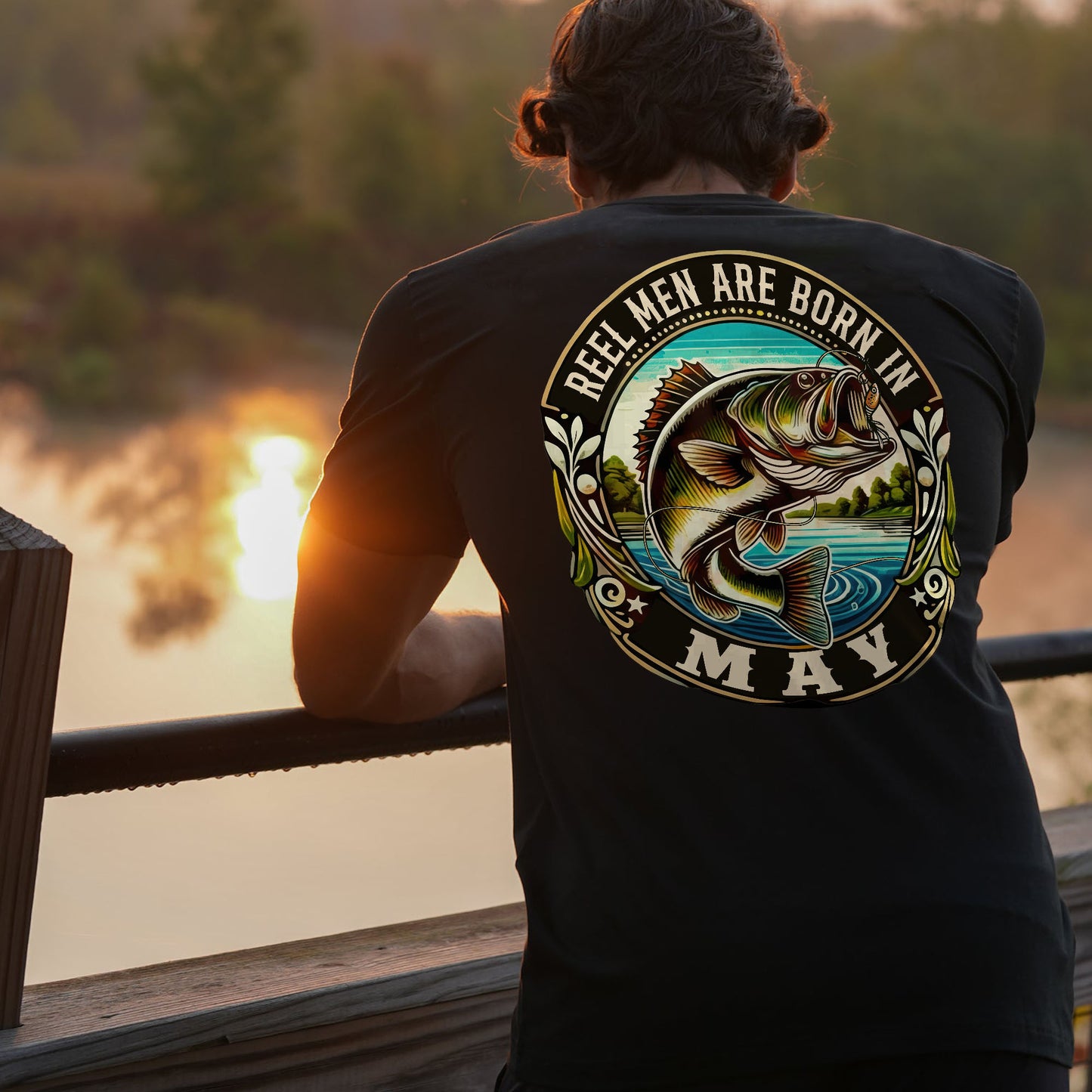 Fishing Birthday Gift Tee for Fisherman - Reel Men Are Born In May Shirt – Black – Up To 5XL