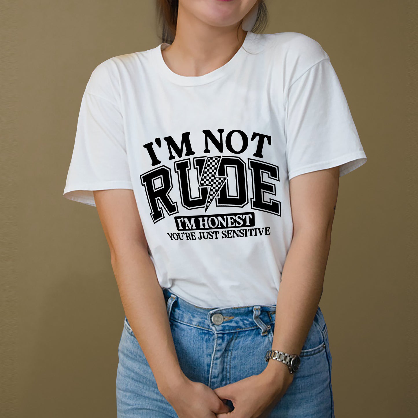 Inappropriate T-Shirt – I’m Not Rude I’m Honest Tee – Funny Sarcastic Shirt for Women - White - Up To 5XL