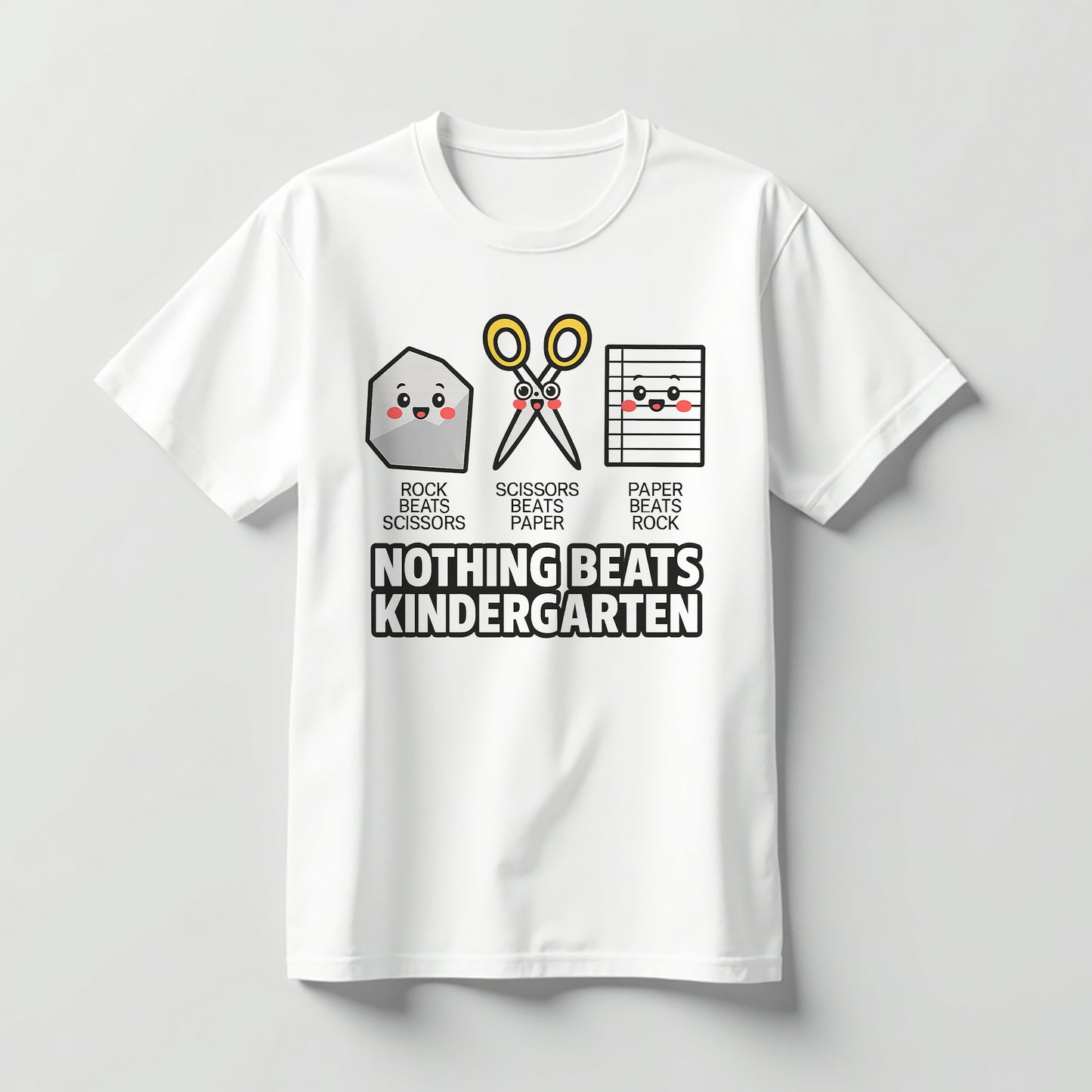 Nothing Beats Kindergarten Shirt – Funny Teacher Tee – Back to School Graphic – White – Up To 5XL