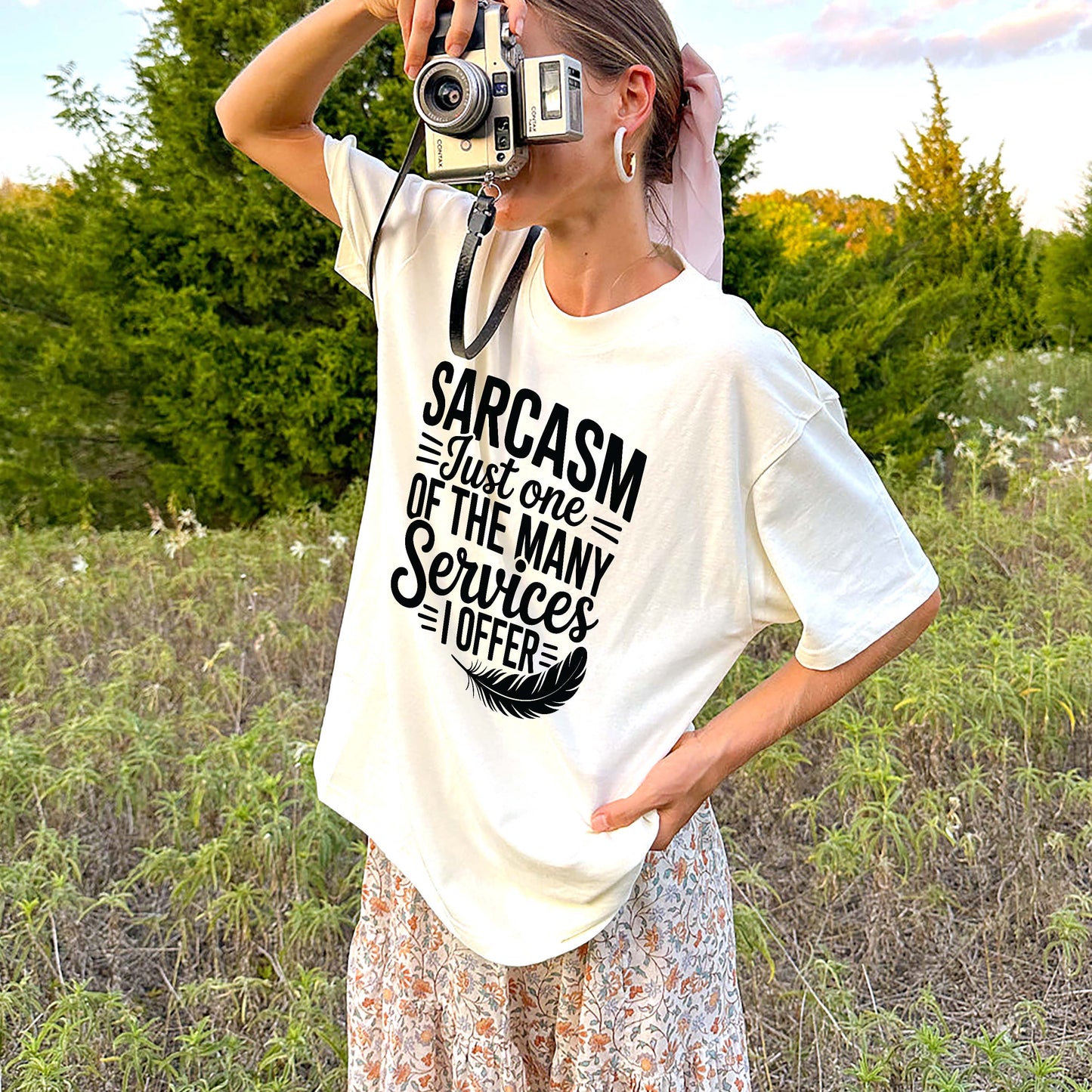 Funny Women Shirt - Sarcasm Just One of the Many Services I Offer Tee - Natural - Up To 5XL