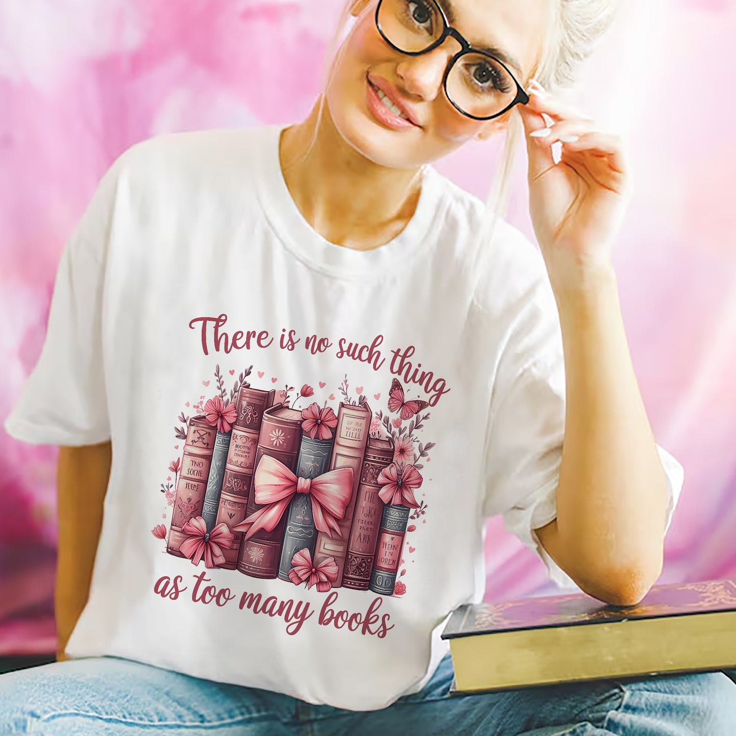 Book Reader Tee - Too Many Books Shirt – Funny Reading Lover Gift – White – Up To 5XL