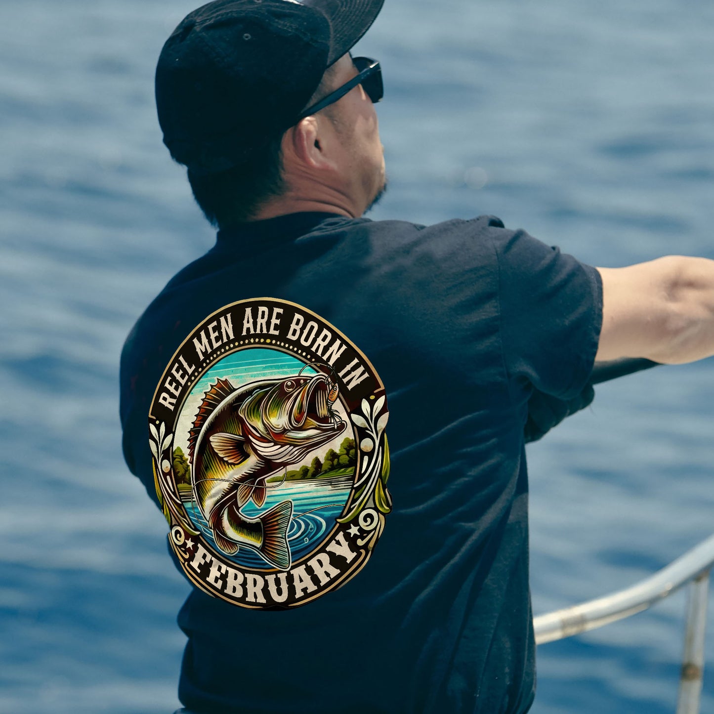 Fishing Birthday Gift Tee for Fisherman - Reel Men Are Born In February Shirt – Black – Up To 5XL