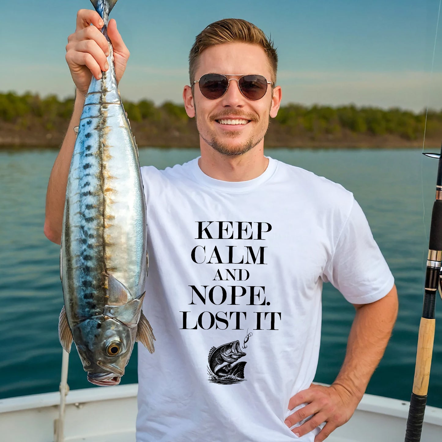 Funny Fishing Tee – Keep Calm And Nope Lost It Shirt – Fisherman Gift Idea – White – Up To 5XL