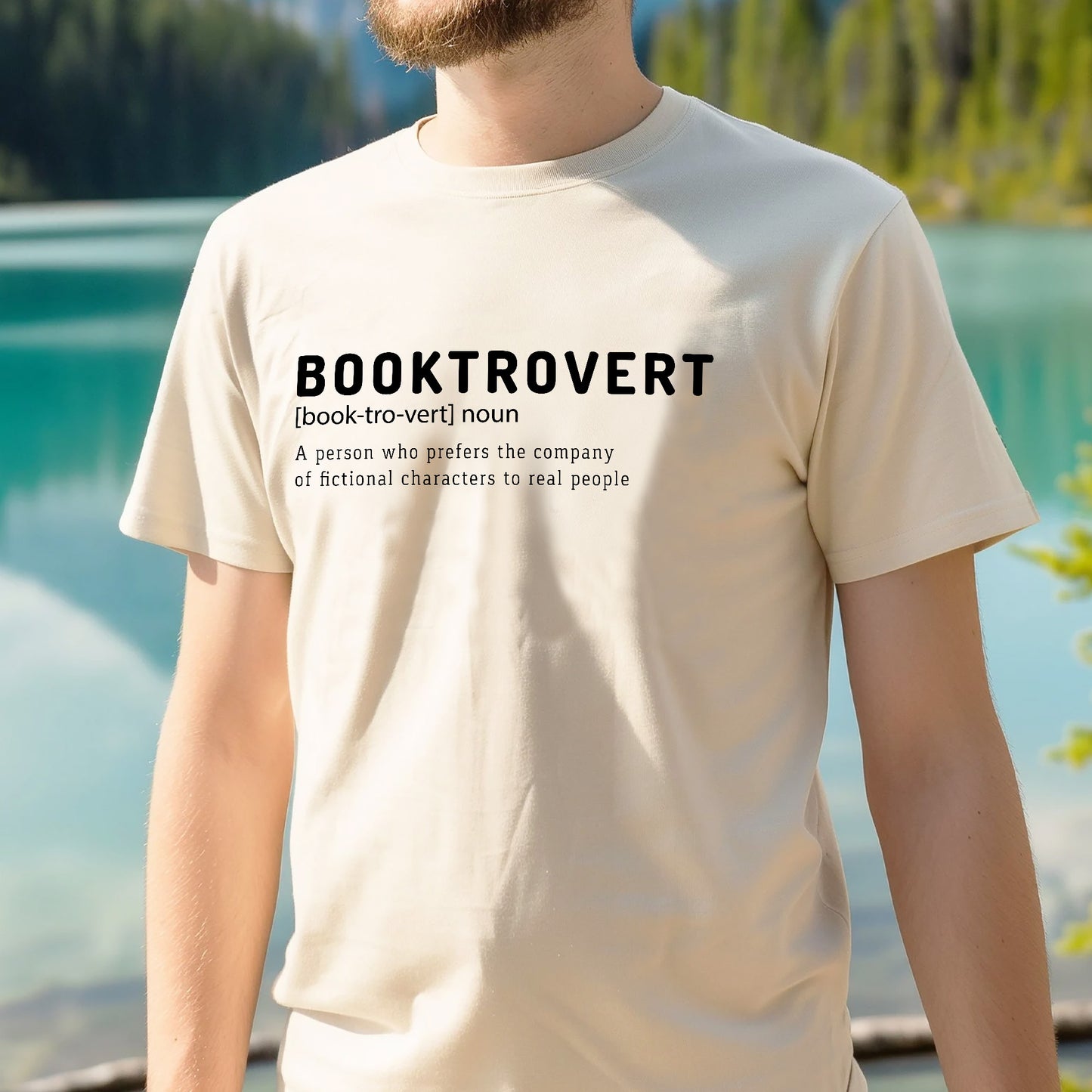 Book Lover Shirt – Booktrovert Noun Funny Definition Tee – Introvert Reading Gift – Natural – Up To 5XL