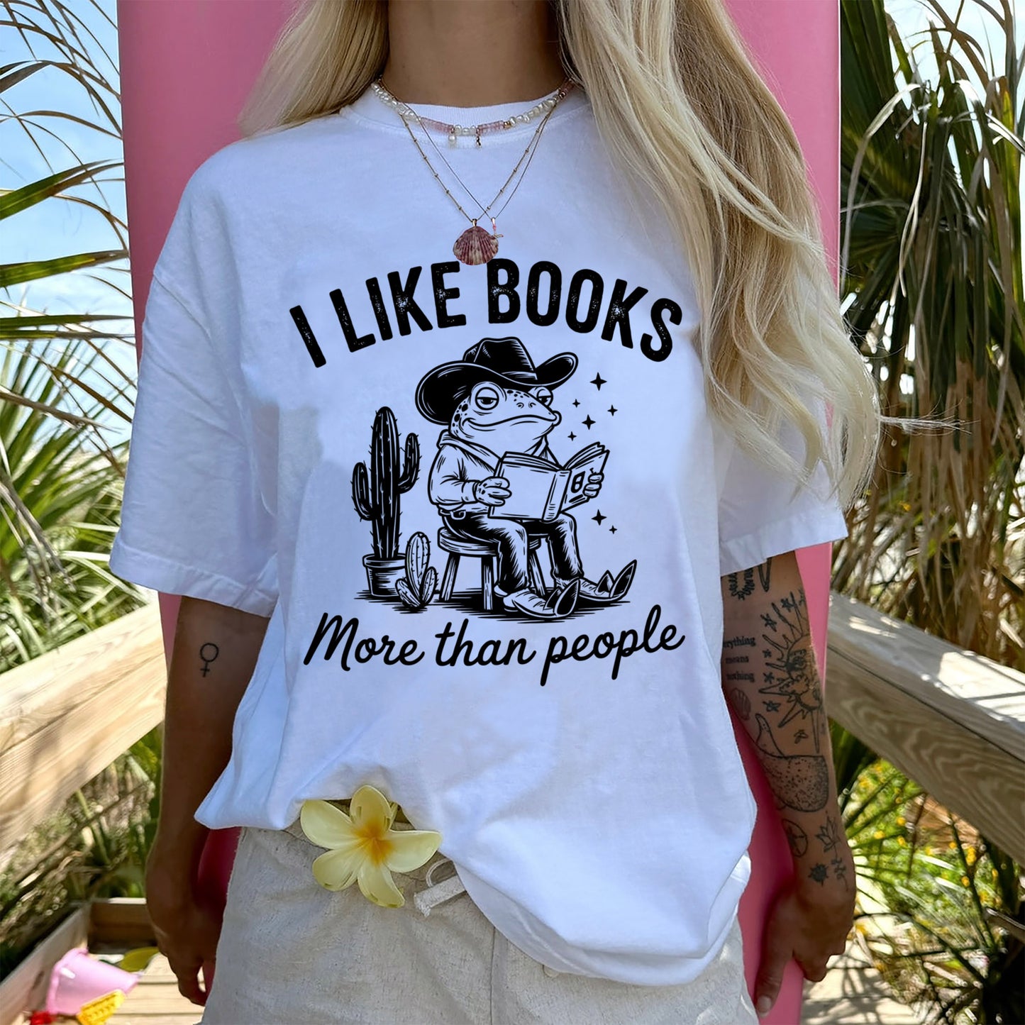 Book Lover Tee – I Like Books More Than People Funny Frog Shirt – White – Up To 5XL