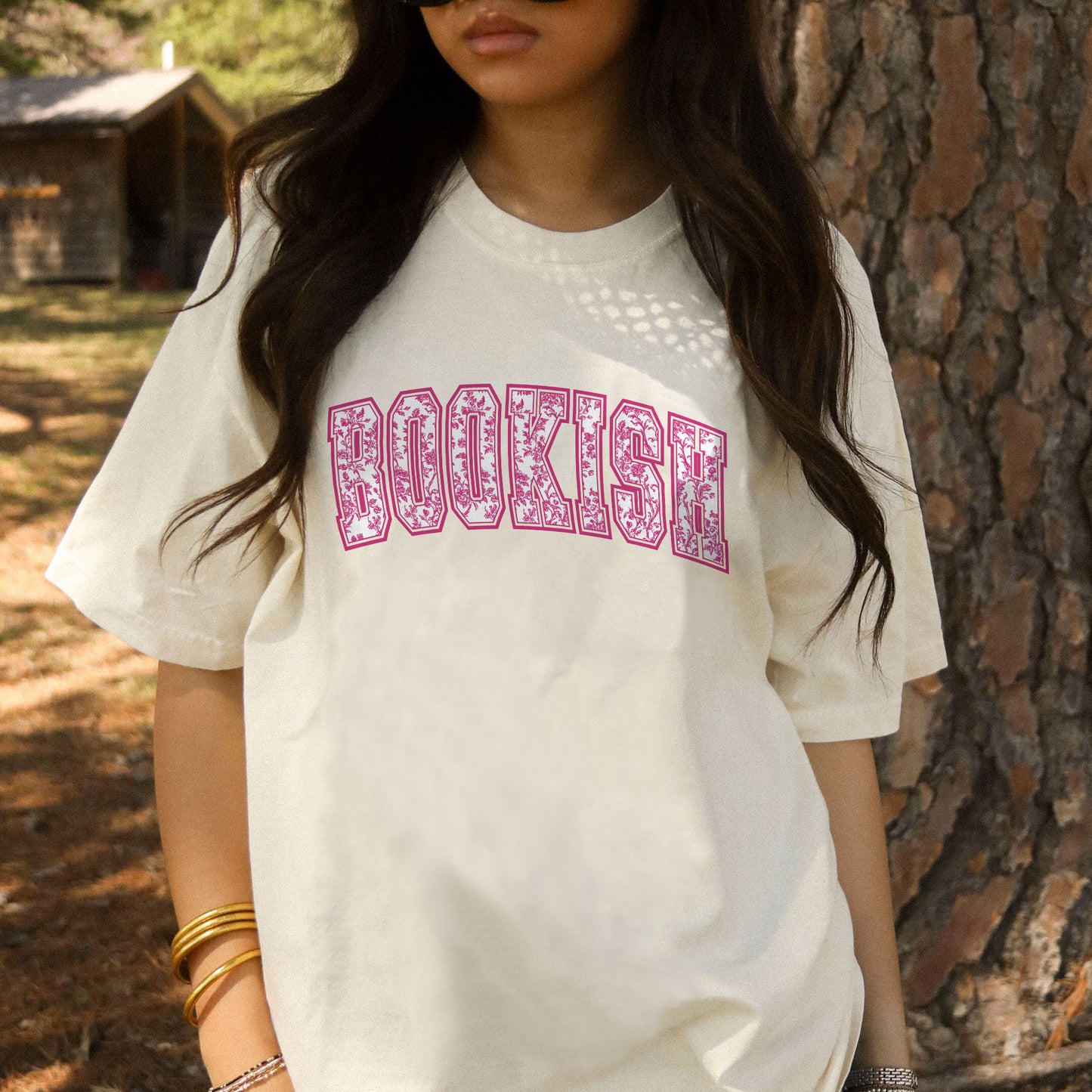 Book Lover Shirt – Vintage Book Toile Floral Bookish Chinoiserie Tee – Natural – Up To 5XL