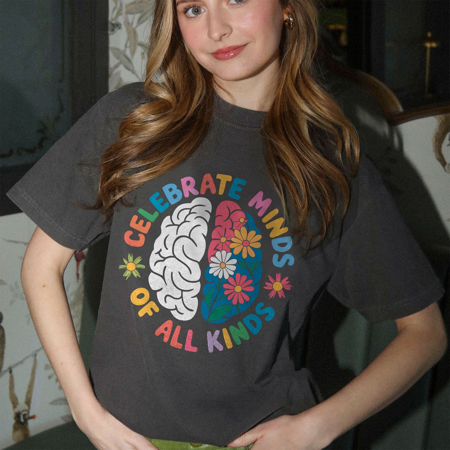 Celebrate Minds of All Kinds T-Shirt - Funny Shirt For Teacher - Black - Up To 5XL