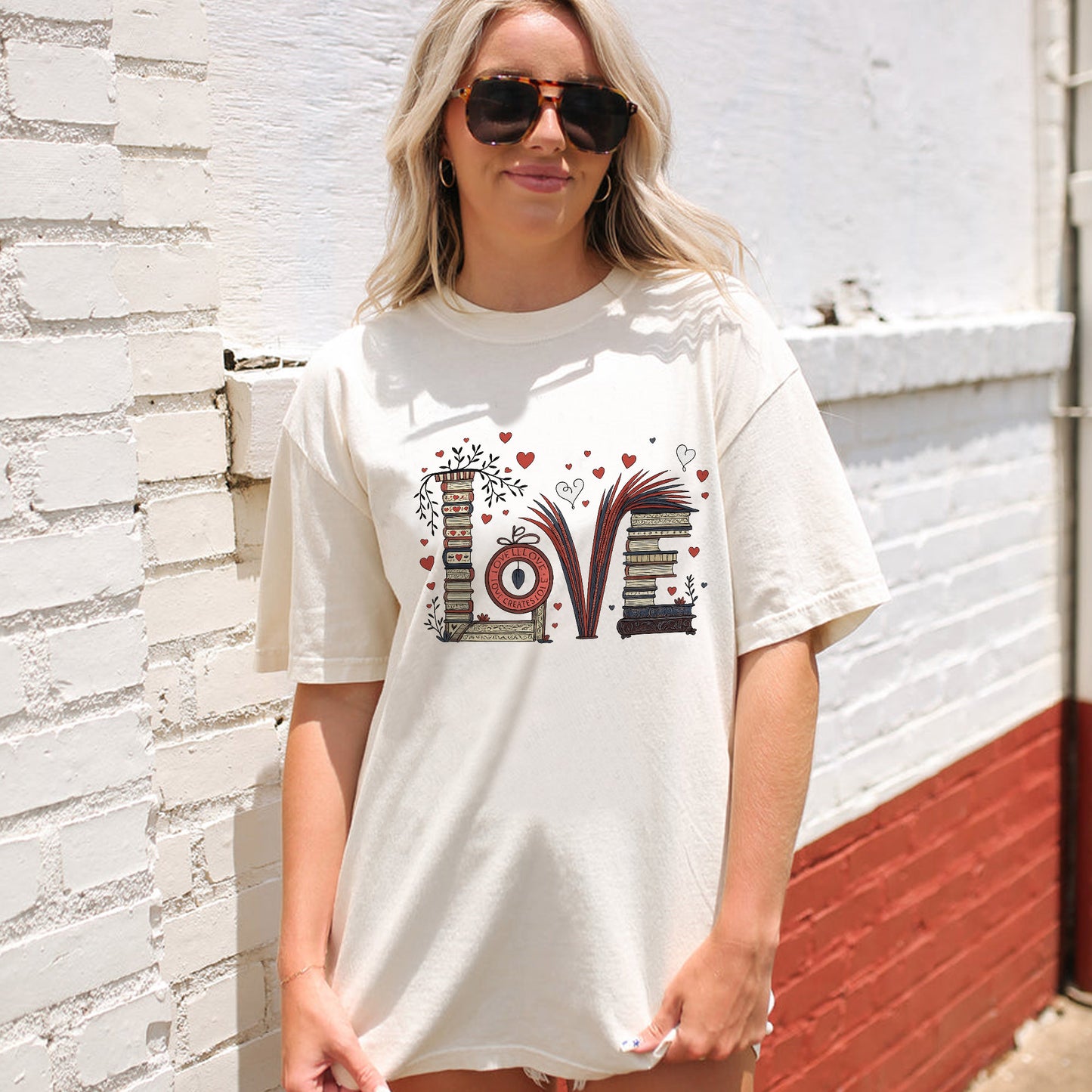 Reading Book Lover Shirt – Funny Book Flower Gift Tee – Natural – Up To 5XL