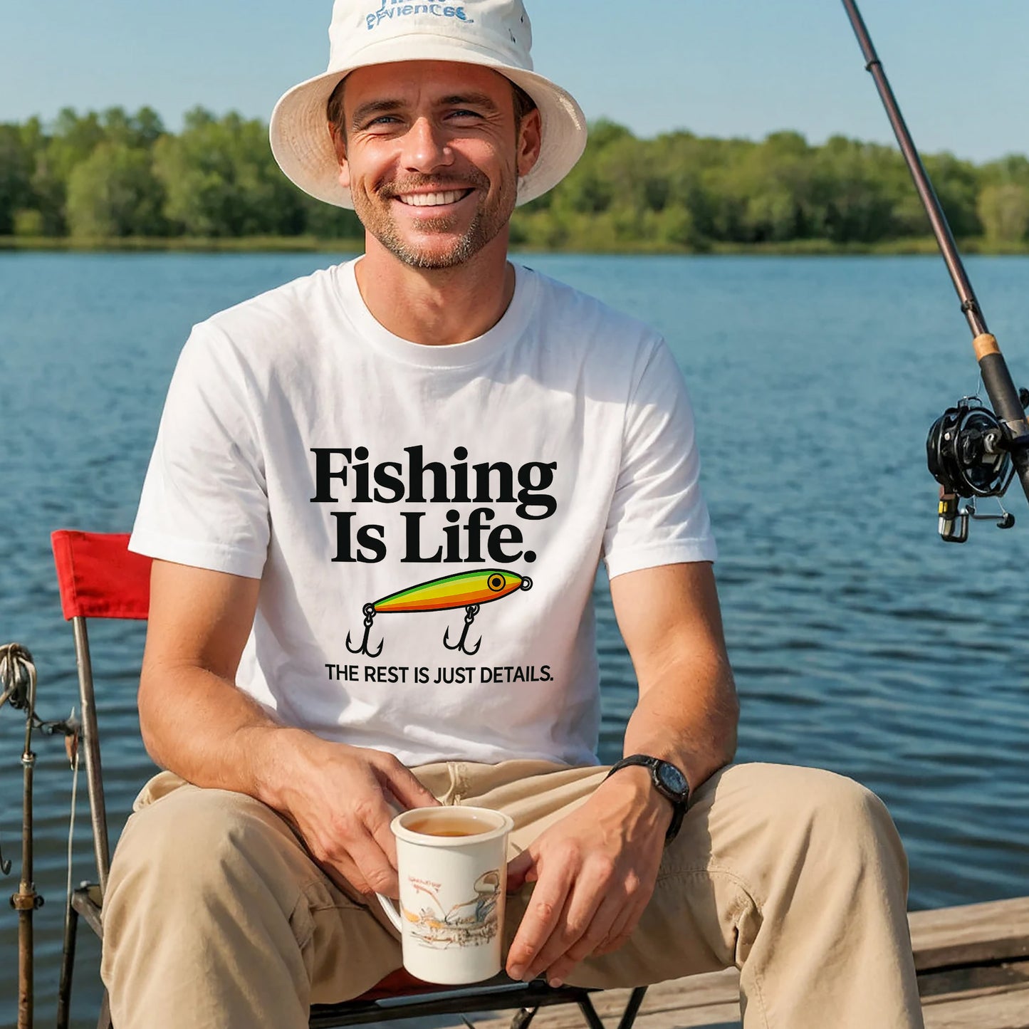 Fishing Is Life The Rest Is Just Details Tee – Funny Angler Shirt – White – Up To 5XL