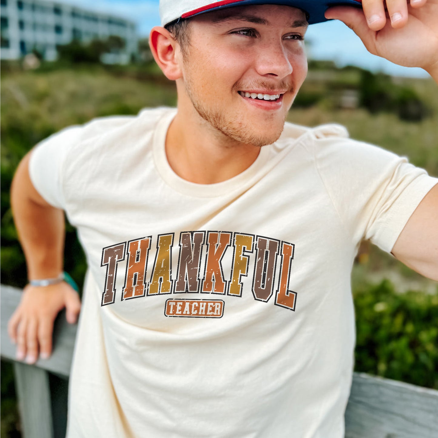 Thankful Teacher T-Shirt - Funny Shirt For Teacher - Natural - Up To 5XL