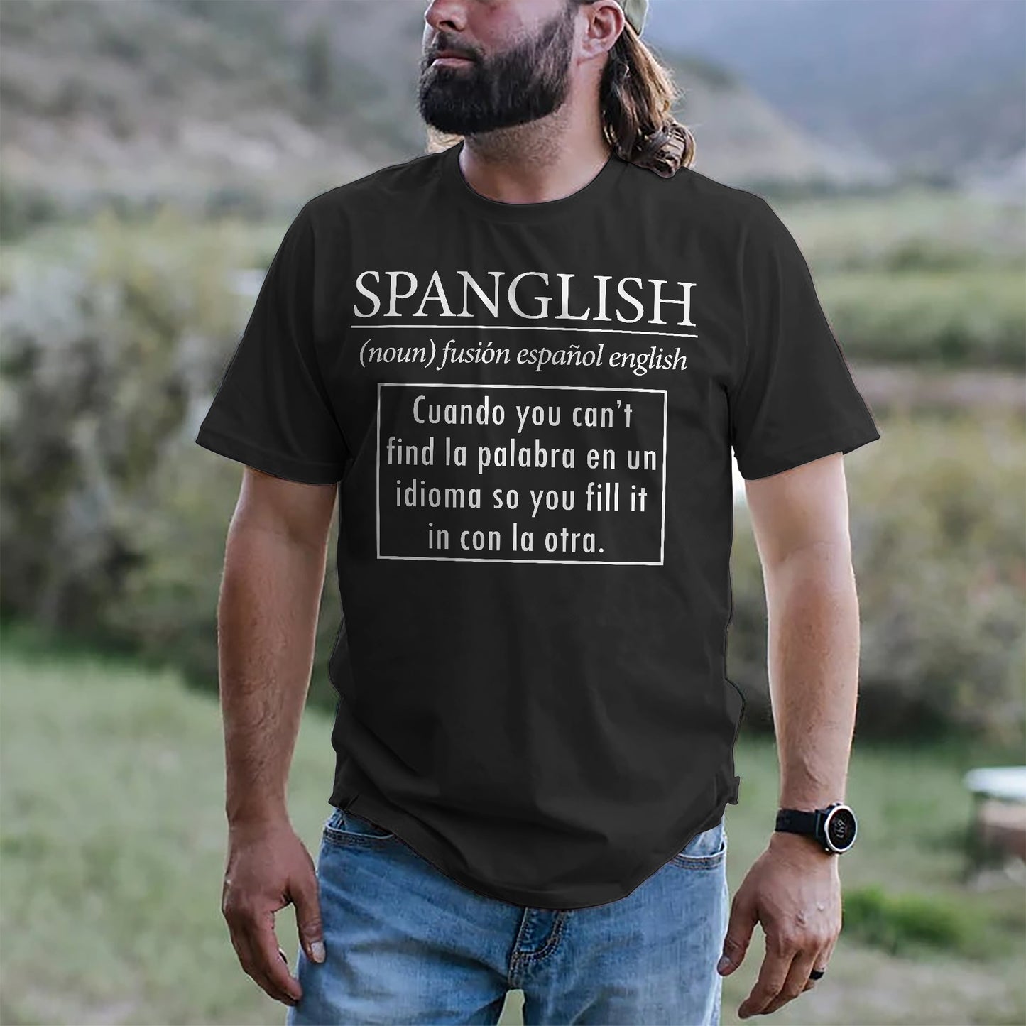 Spanglish Noun T-Shirt - Funny Shirt For Teacher - Black - Up To 5XL
