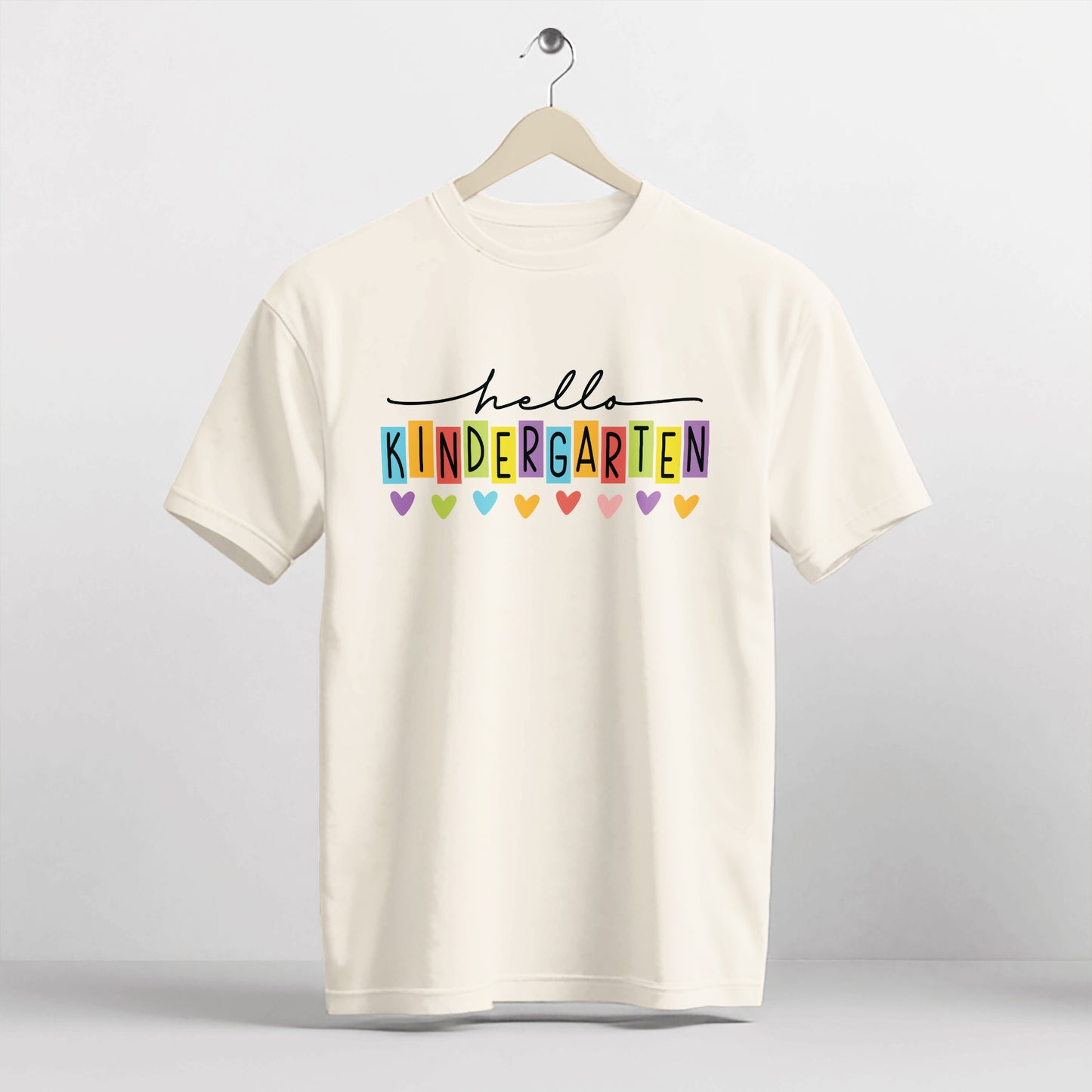 Hello Kindergarten Shirt – Back to School Gift Tee – Natural – Up To 5XL