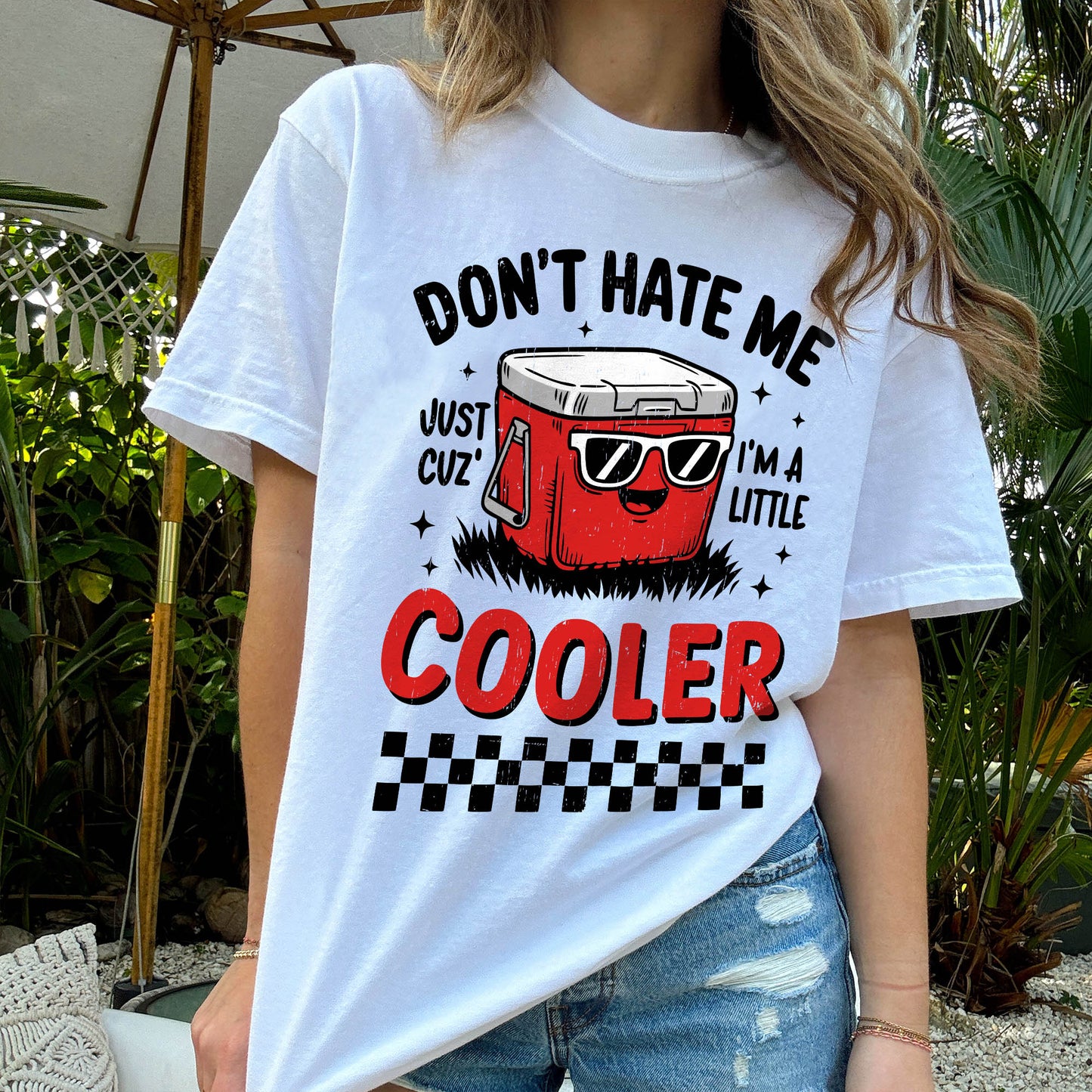 Funny Pun Shirt – Don’t Hate Me I’m a Little Cooler Tee – Joke Shirt for Summer - White - Up To 5XL