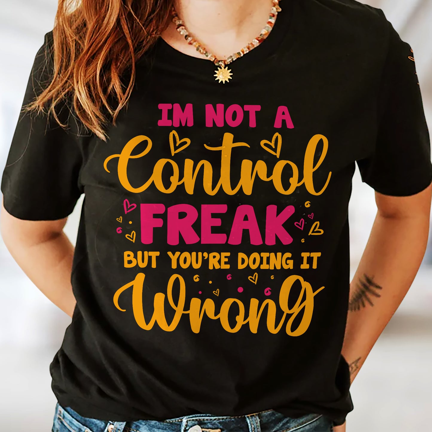 Funny Control Freak Shirt – I’m Not Controlling You Tee – Sassy Sarcastic Quote Shirt for Women - Black- Up To 5XL