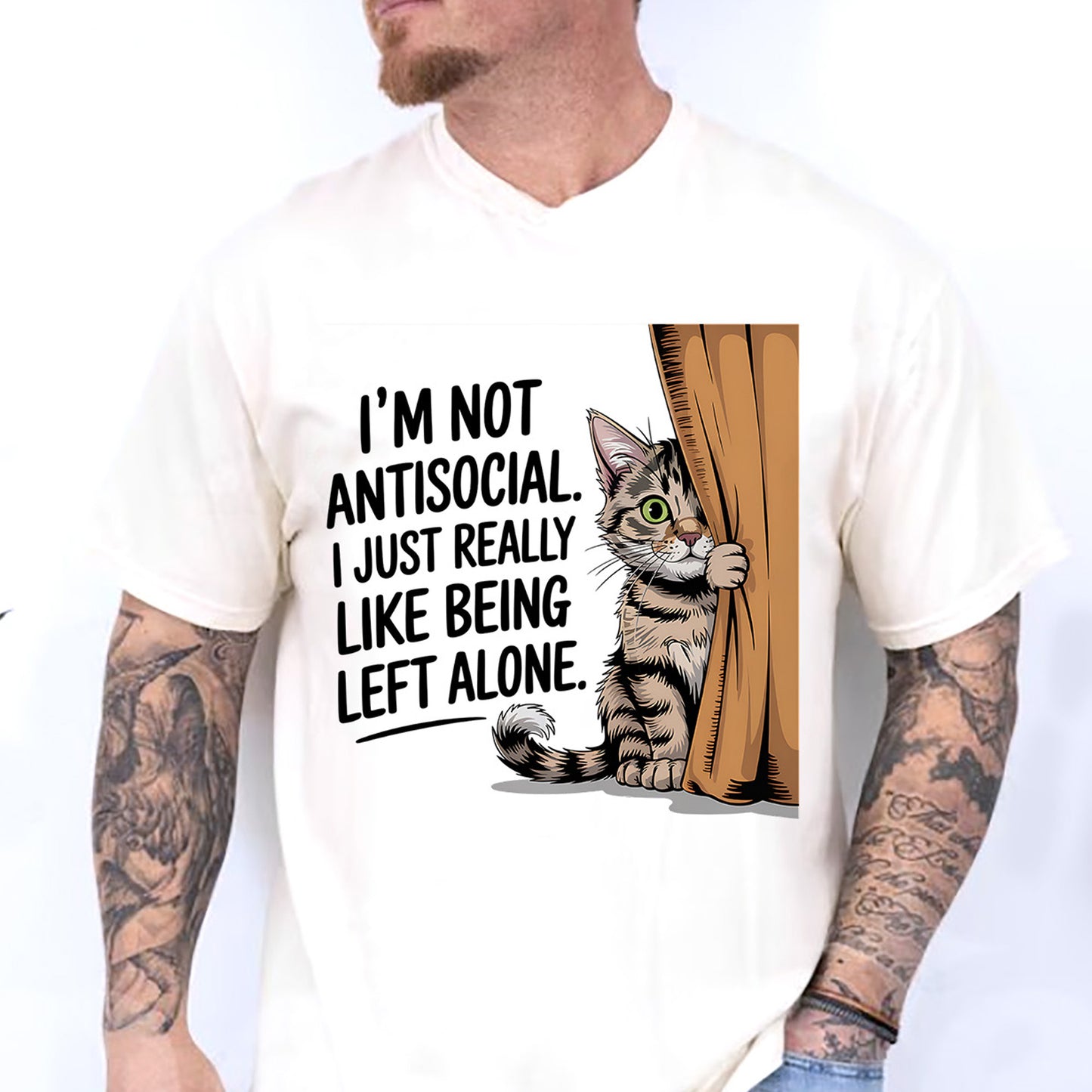 I’m Not Antisocial I Just Really Like Being Left Alone T-Shirt – Funny Introvert Graphic Tee – White – Sizes Up to 5XL